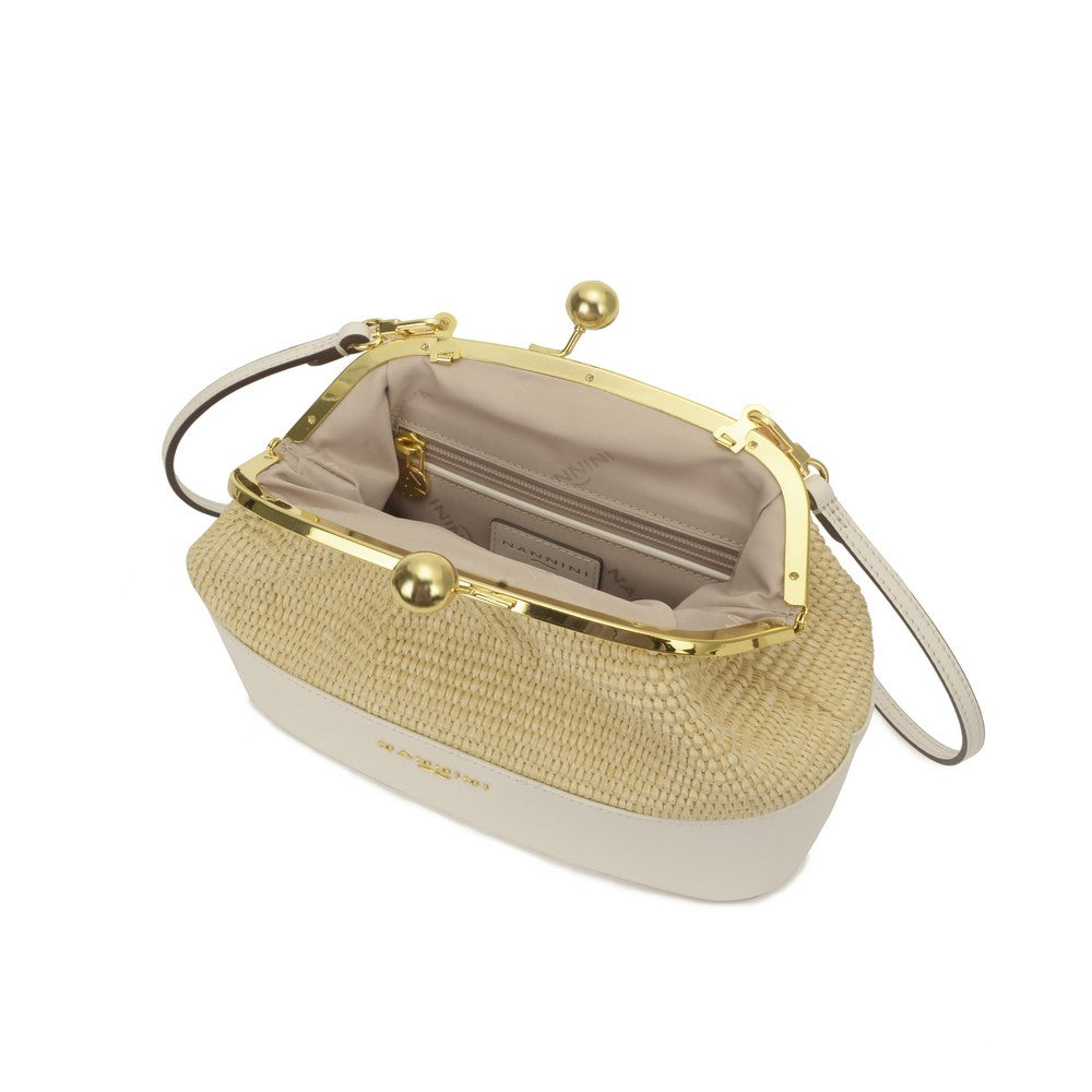 NANNINI tracolla piccola similpelle avorio spalla borsa elegante