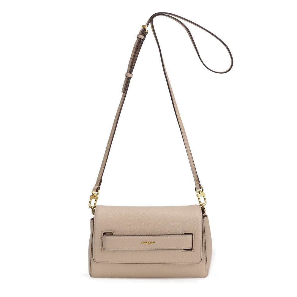 NANNINI borsa spalla donna beige pelle martellata classica