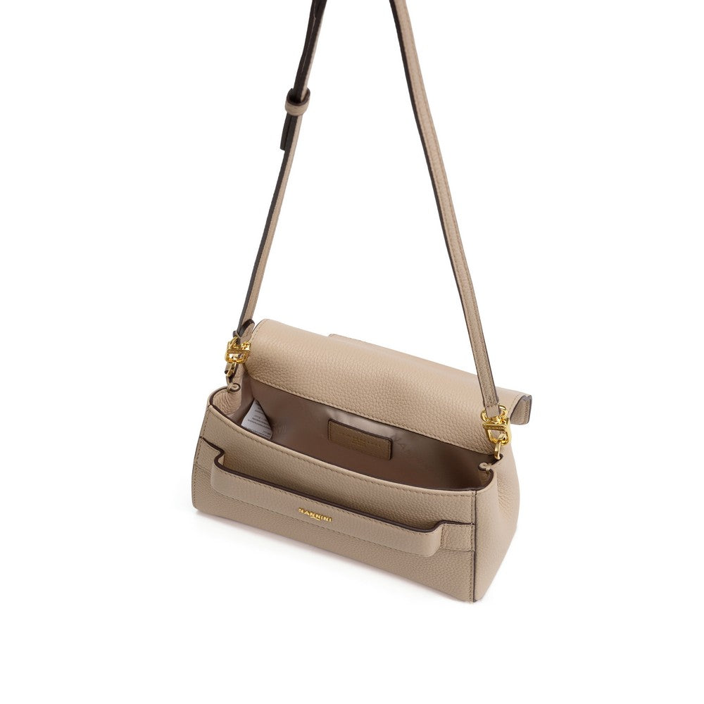 NANNINI borsa spalla donna beige pelle martellata logo oro