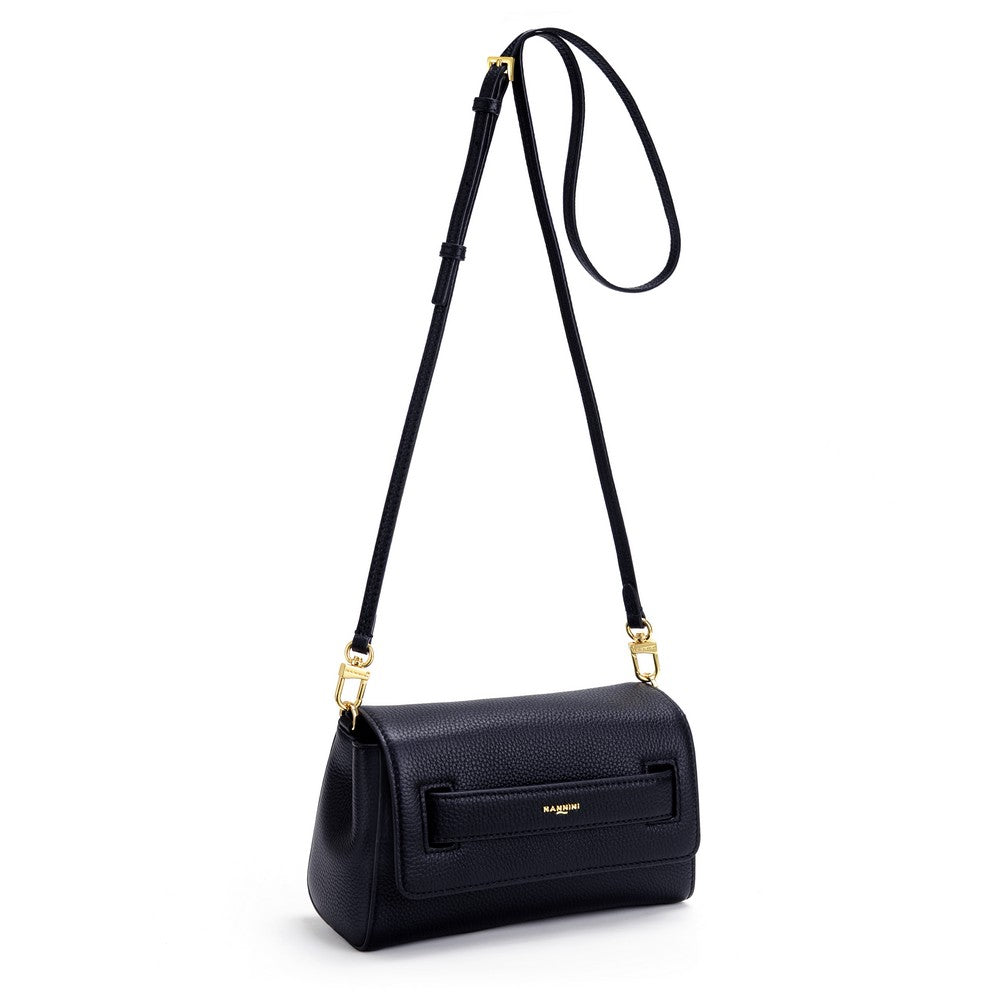 NANNINI borsa spalla donna pelle martellata blu scuro