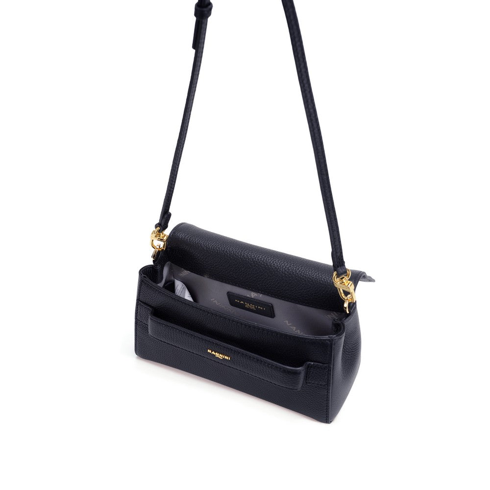 NANNINI borsa spalla tela blu effetto lucido donna