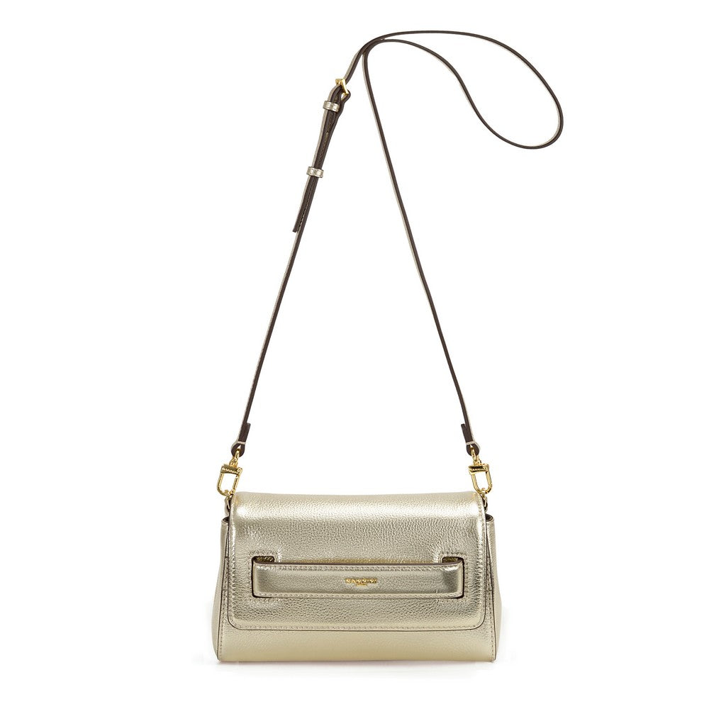 NANNINI borsa spalla donna pelle dorata media testurizzata