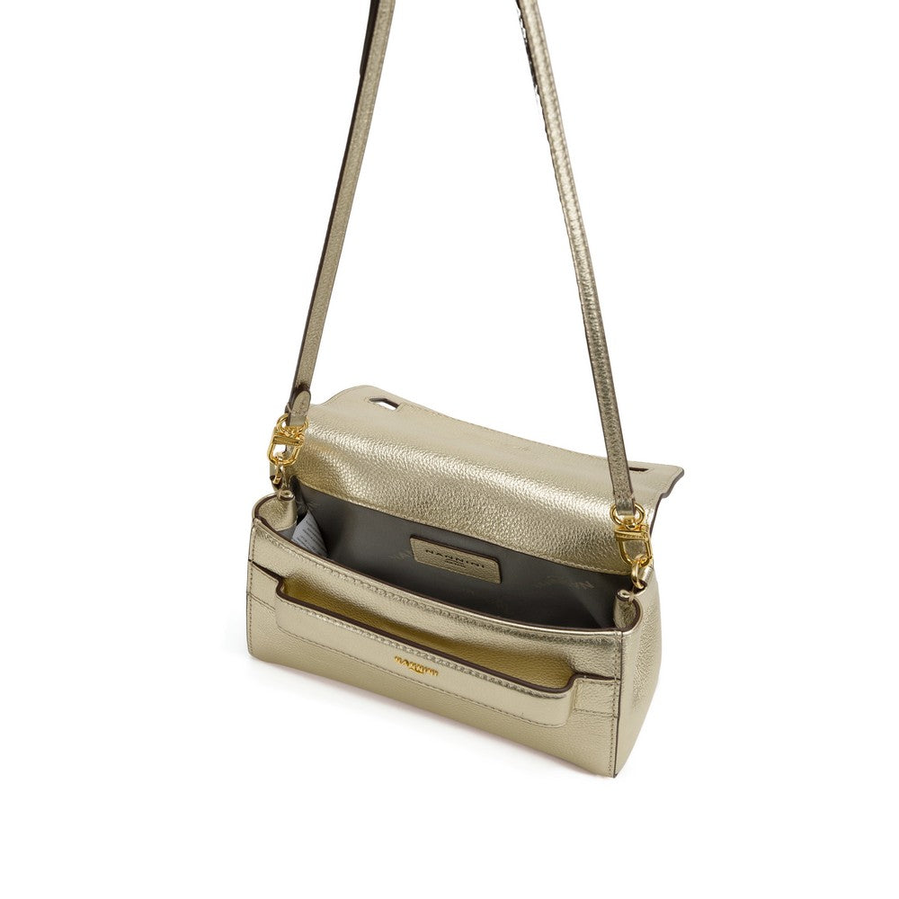 NANNINI Borsa a mano pelle martellata color oro metallizzata