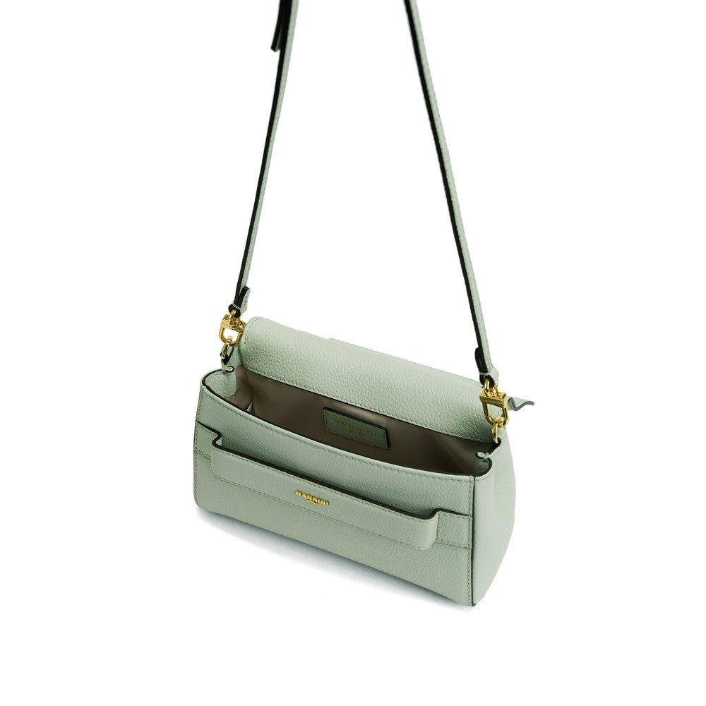 NANNINI borsa spalla donna pelle martellata salvia