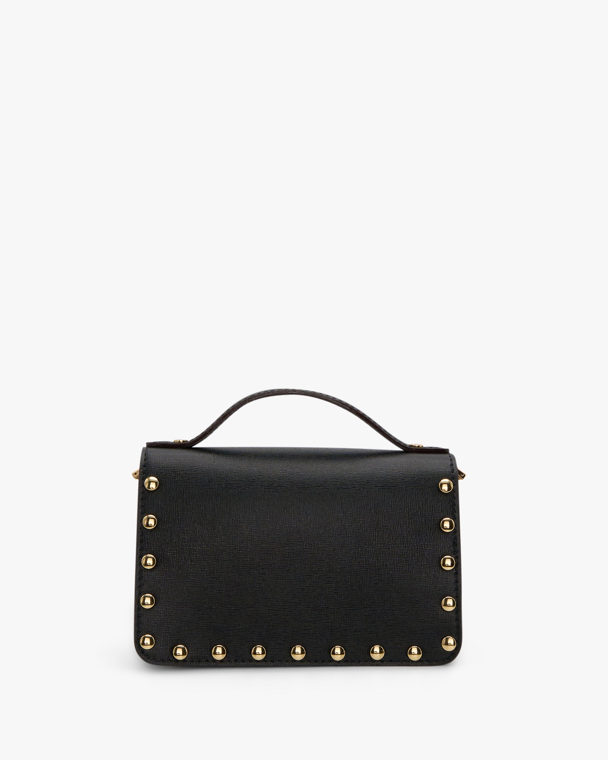 NANNINI bauletto pelle liscia cuoio manici oro lucchetto