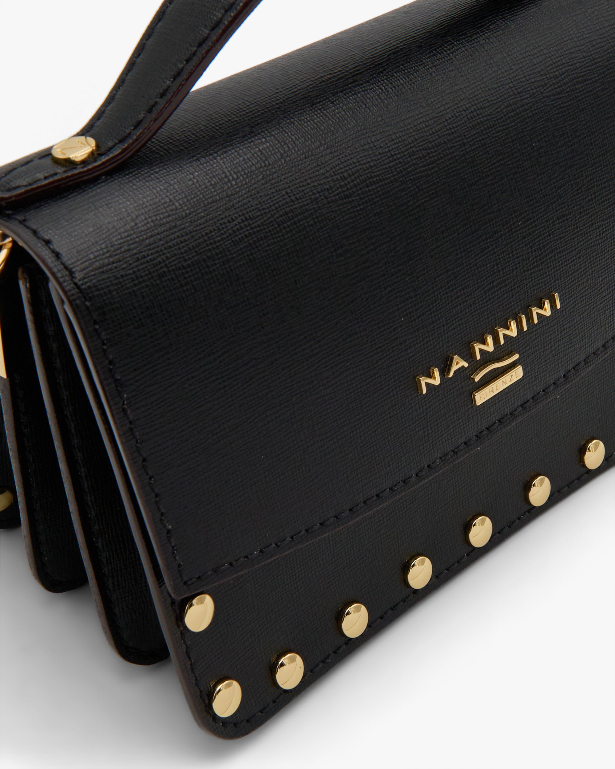 NANNINI borsa mano pelle martellata blu logo tracolla