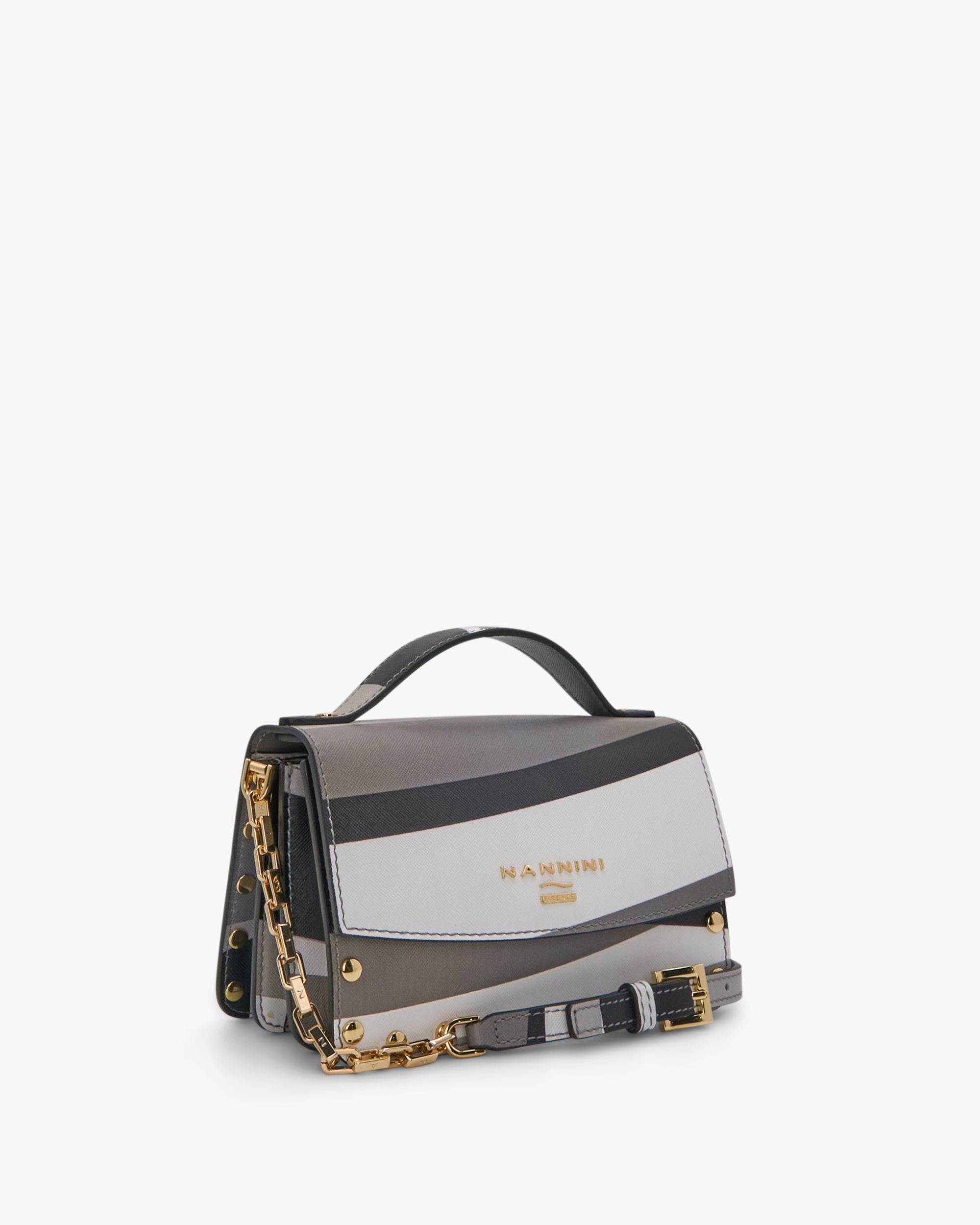 NANNINI borsa hobo pelle martellata cuoio tracolla zip