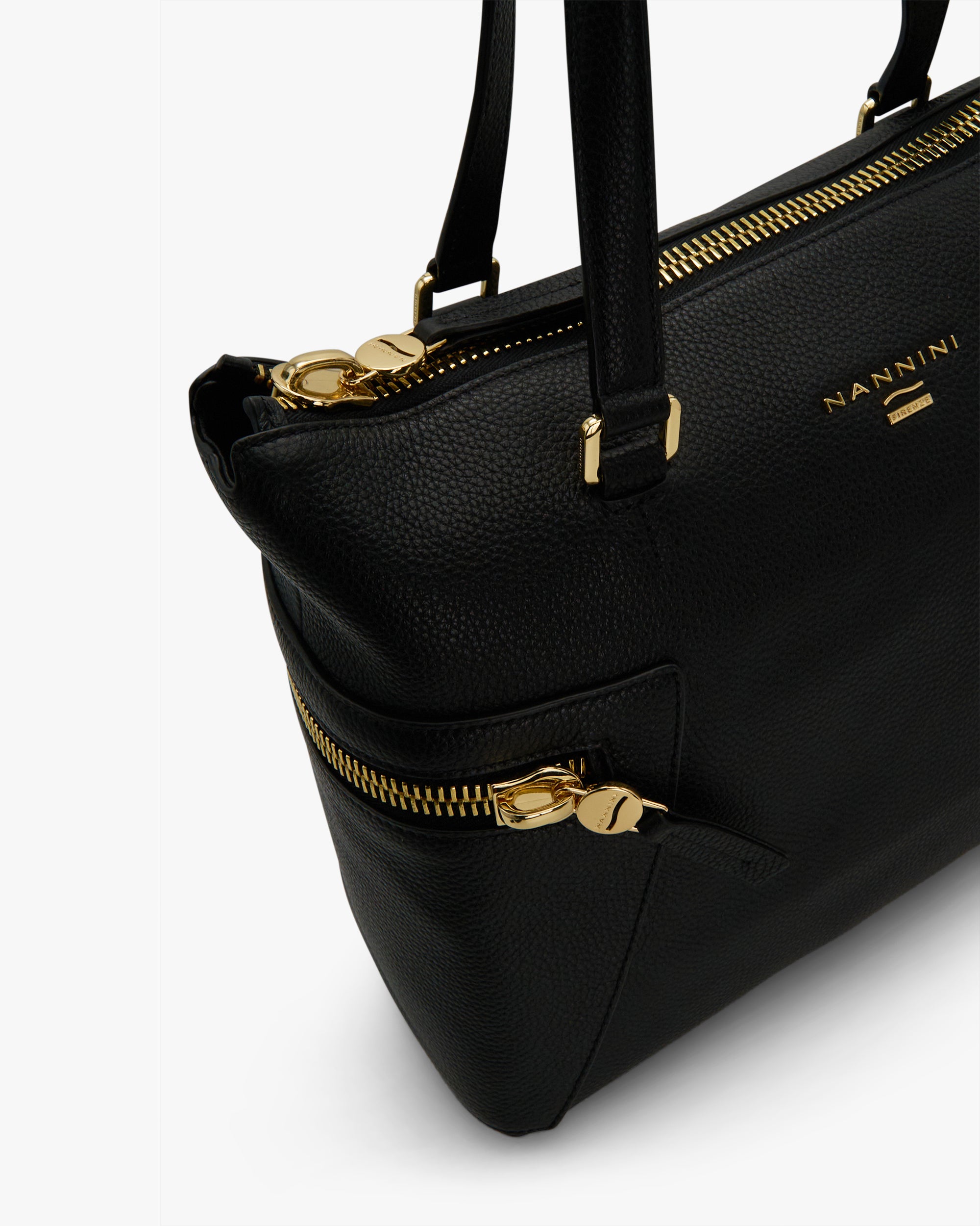 NANNINI shopper grande pelle martellata cuoio doppi manici