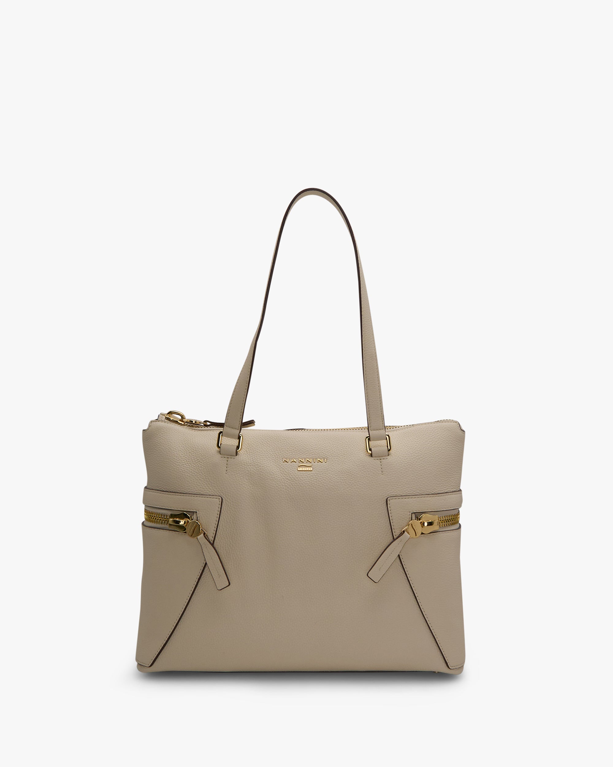 NANNINI shopper grande pelle martellata cuoio morbida doppi manici