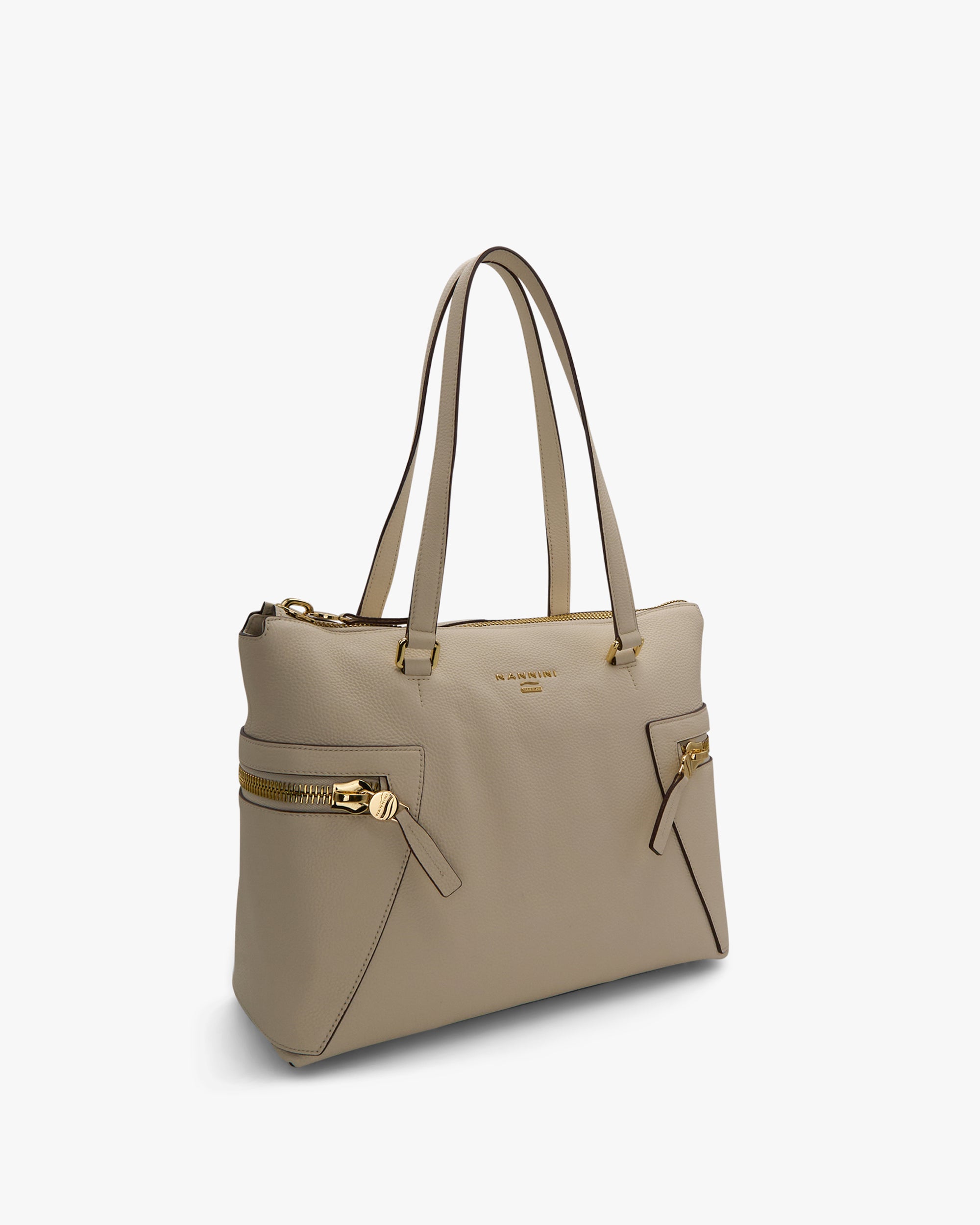 NANNINI borsa bauletto doppi manici tessuto stampato marrone