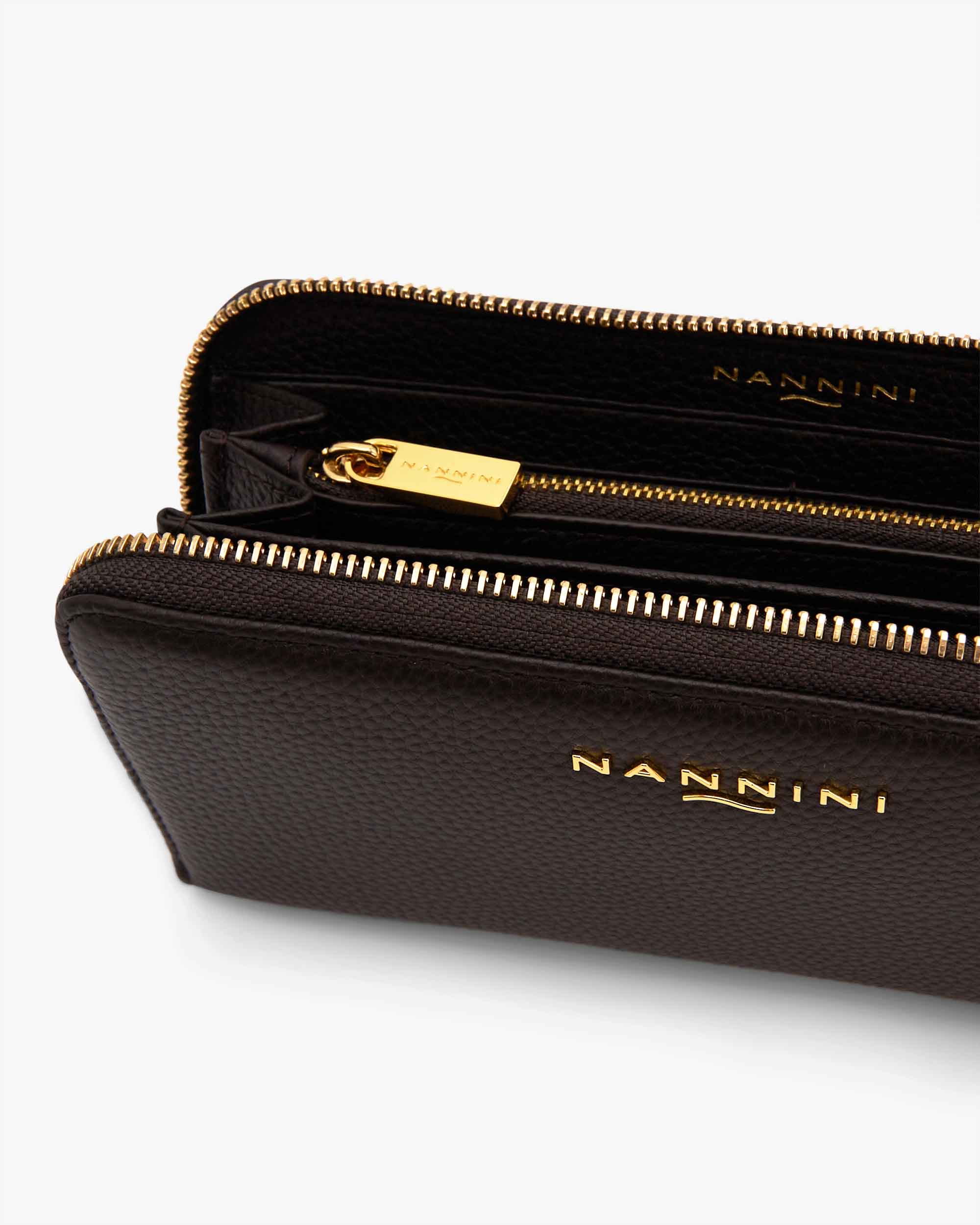 NANNINI tracolla trapuntata pelle nera con catena oro borsa