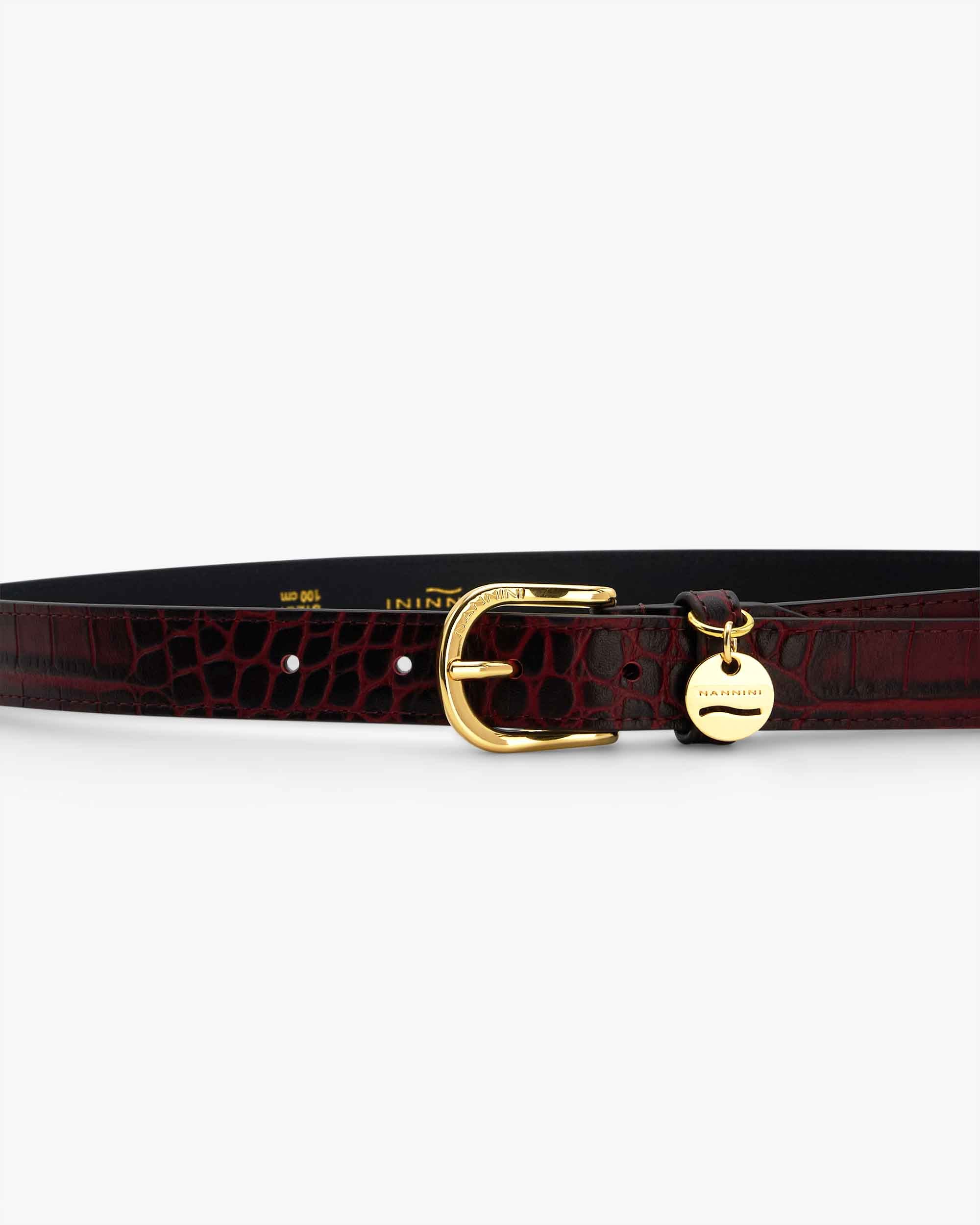 NANNINI tracolla piccola pelle testurizzata marrone fibbia metallo dorato