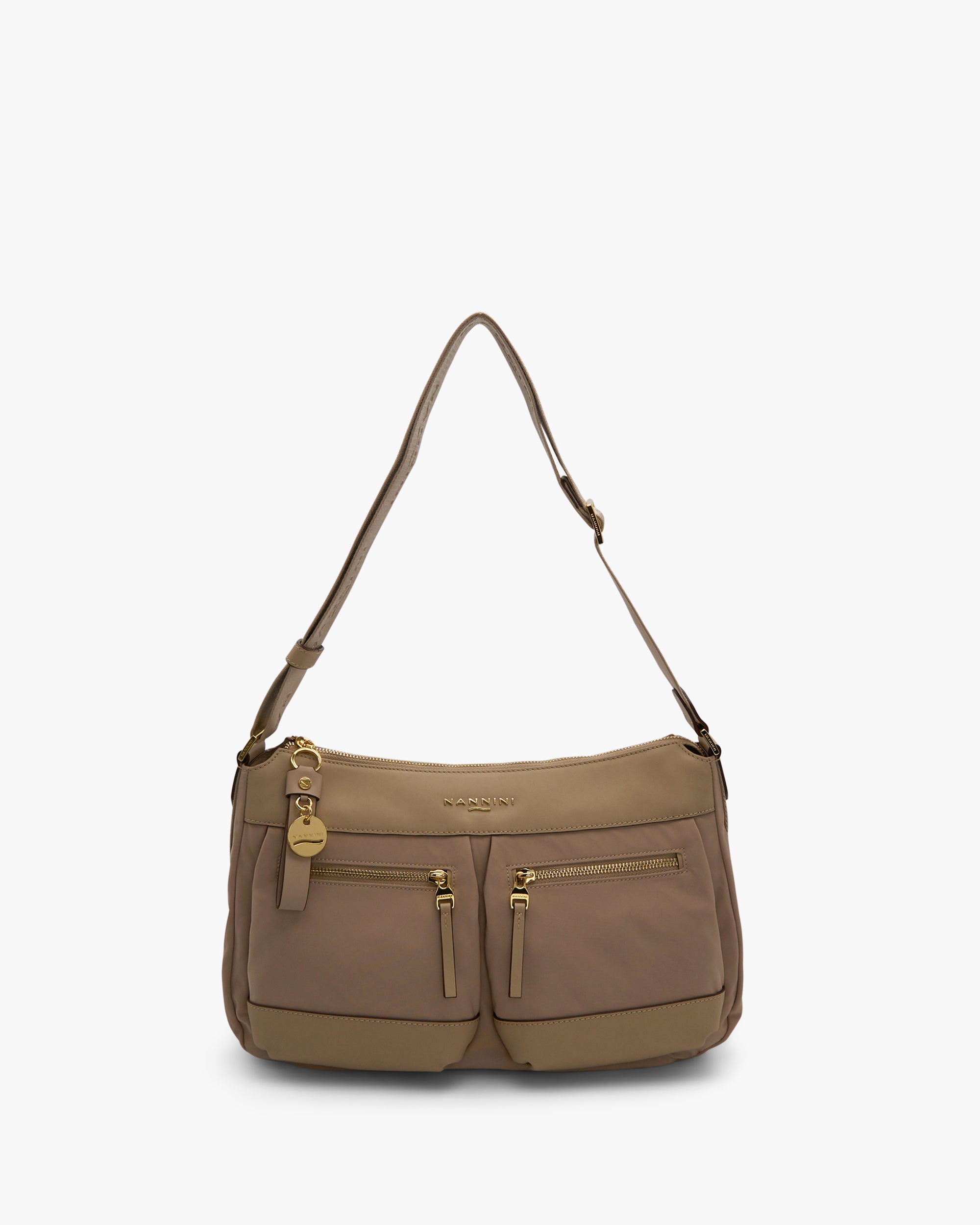 NANNINI Borsa a mano pelle martellata verde ottanio