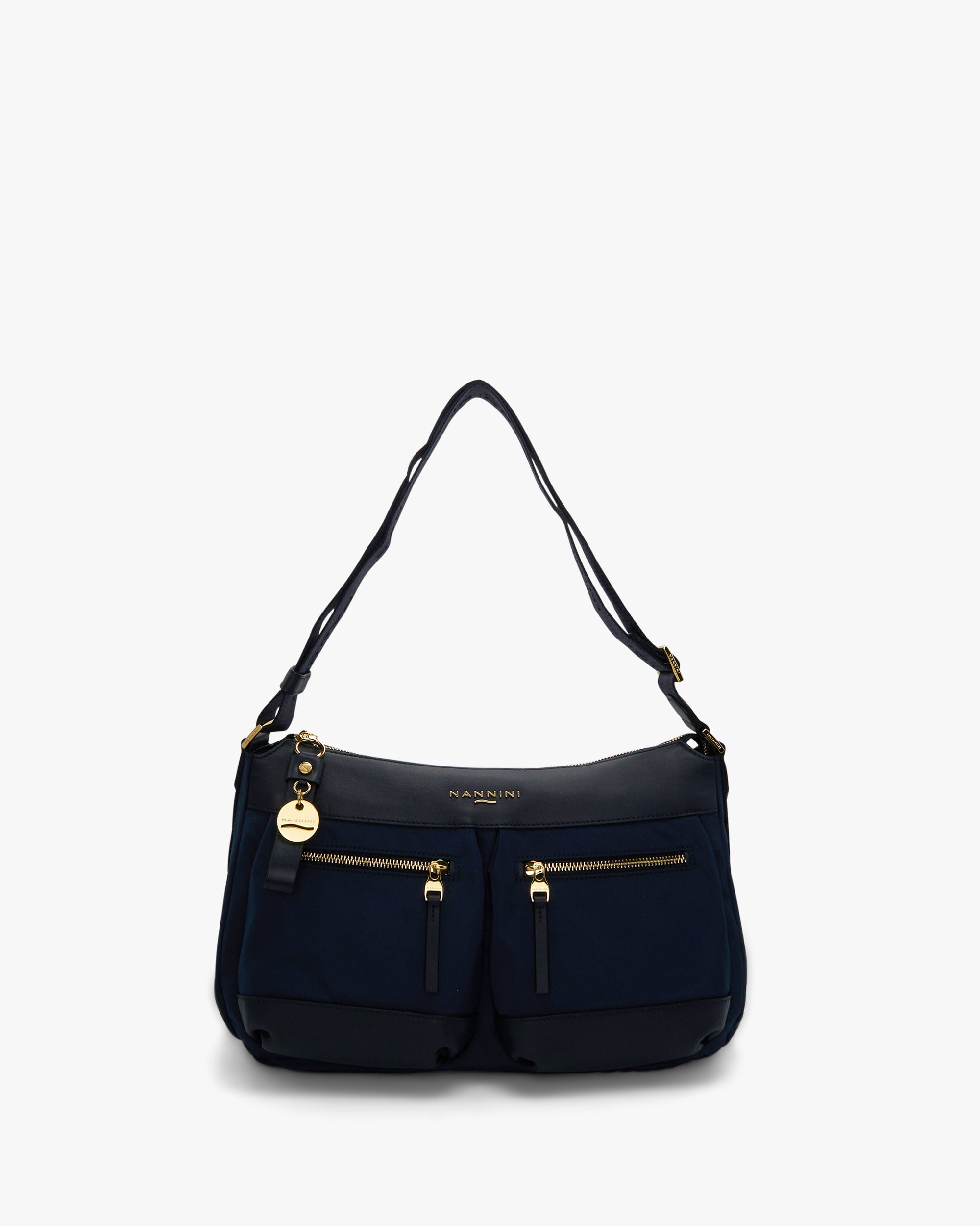 NANNINI borsa secchiello pelle martellata tracolla lunga cuoio