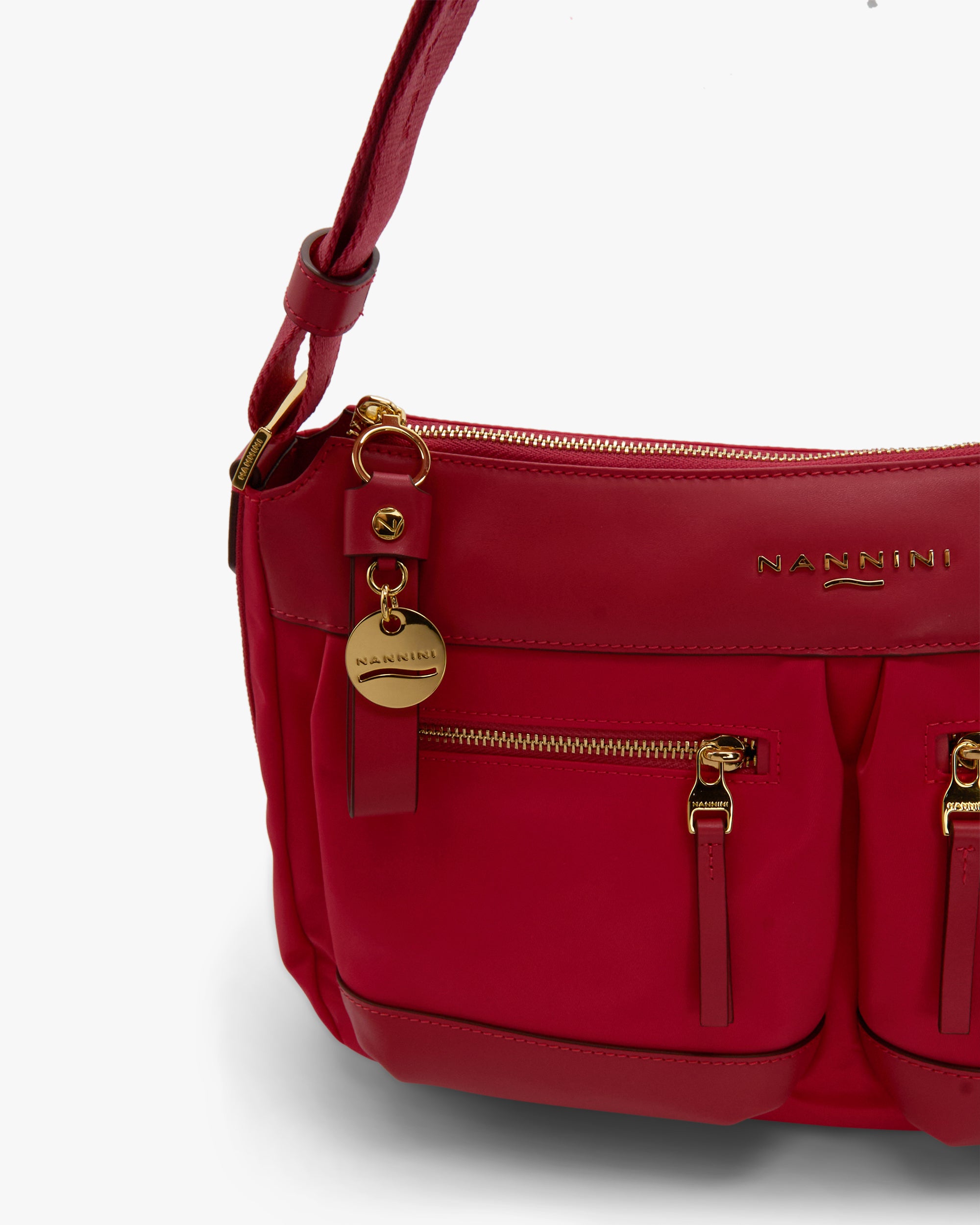 NANNINI Borsa a mano martellata beige tracolla rimovibile