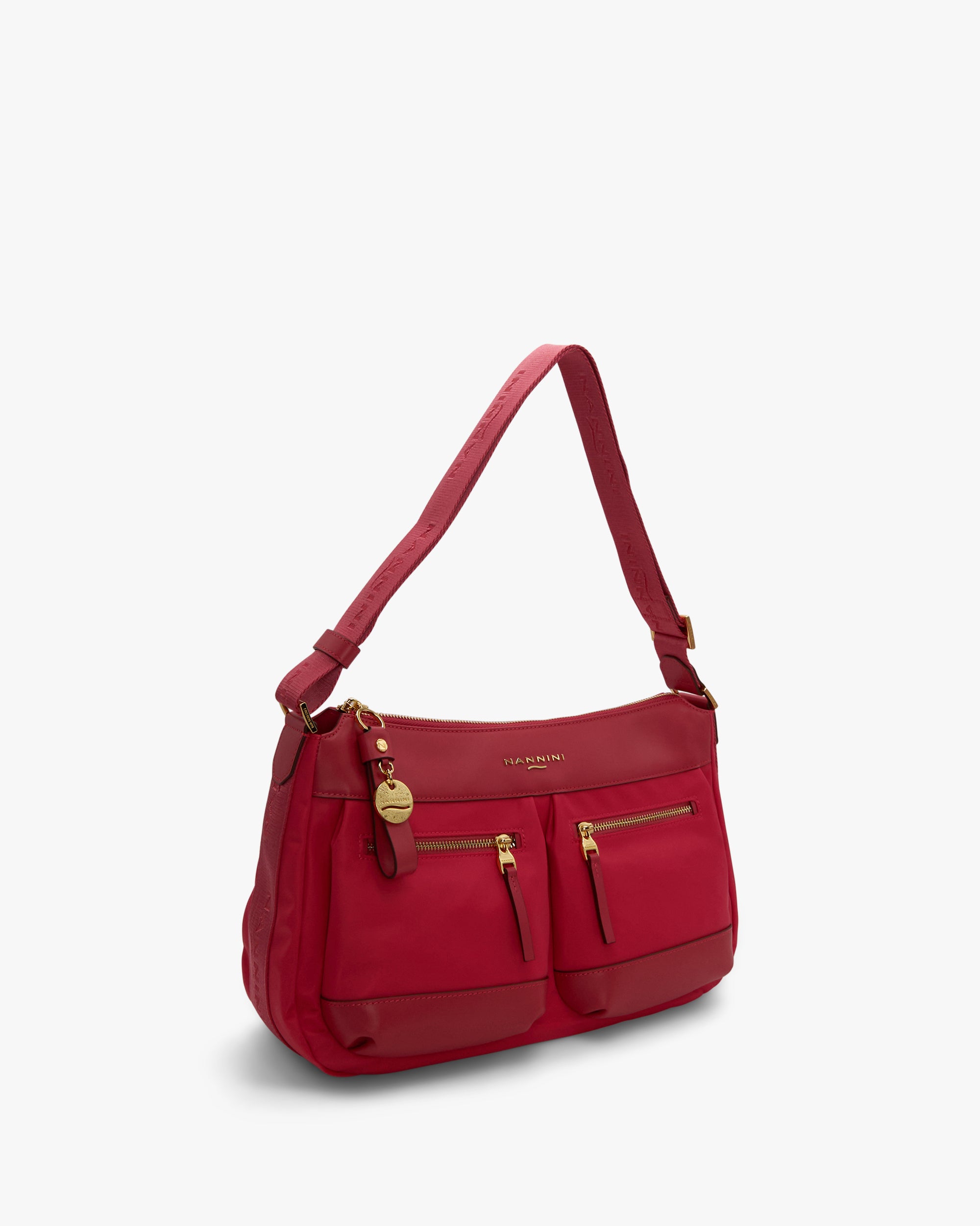 NANNINI borsa secchiello pelle saffiano nera tracolla regolabile