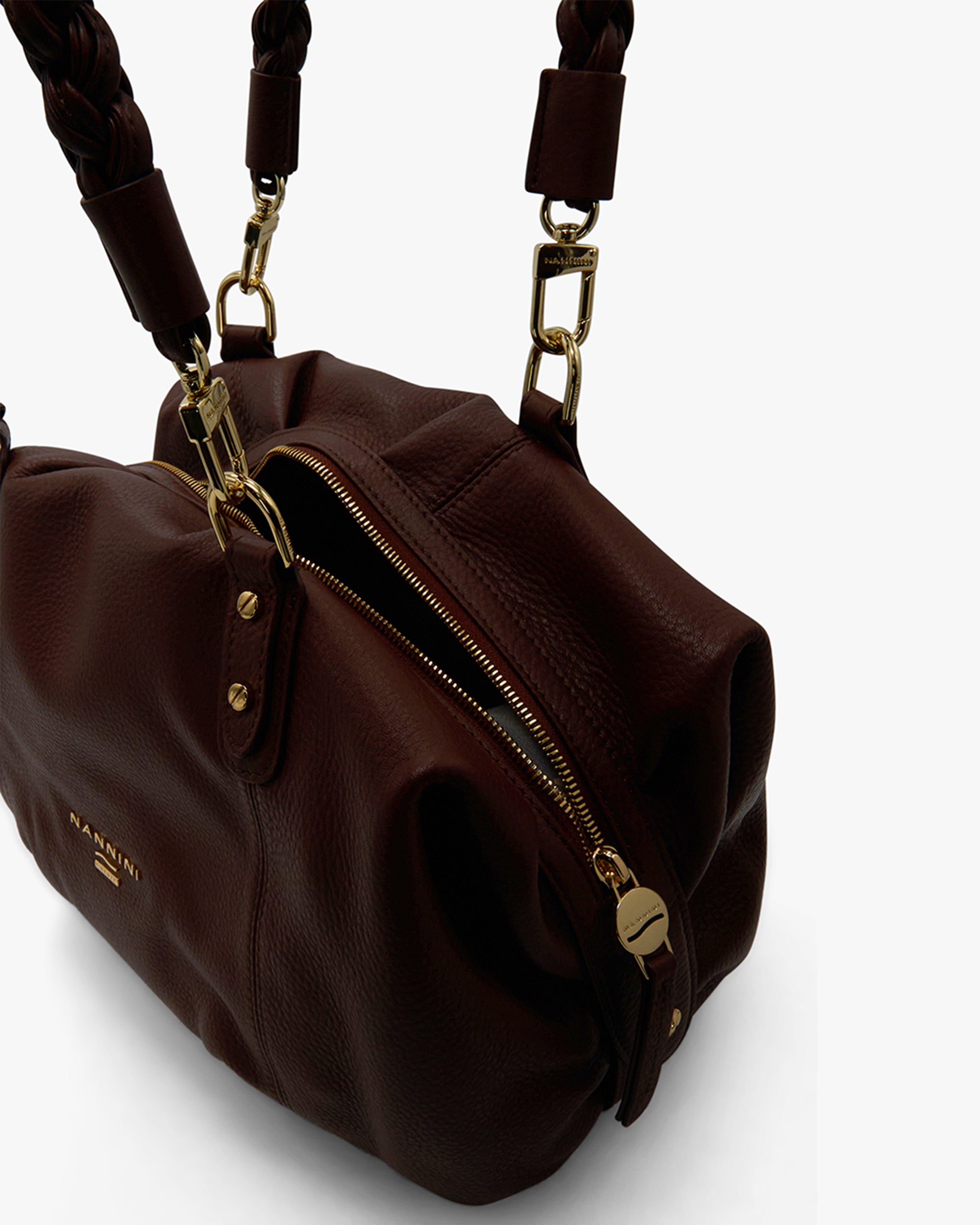 NANNINI borsa spalla donna pelle nero borchie piccola