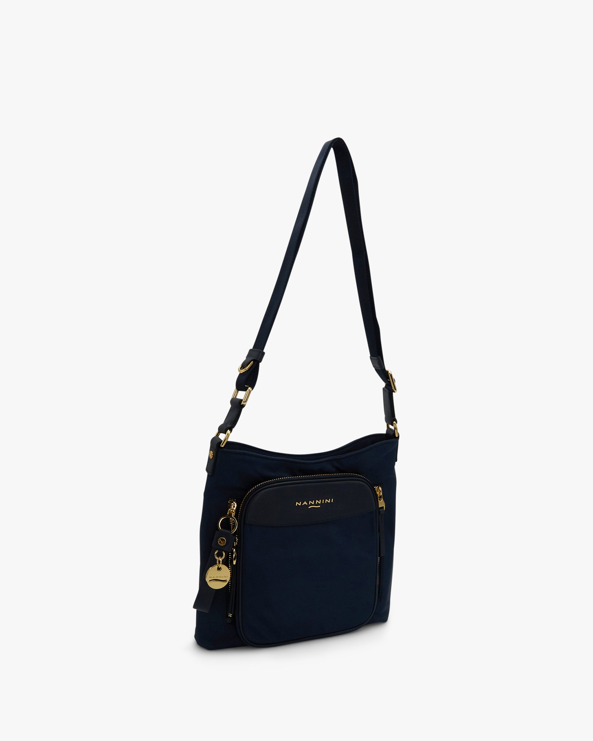 NANNINI Borsa Shopper Ecopelle Liscia Marrone Con Dettagli Oro