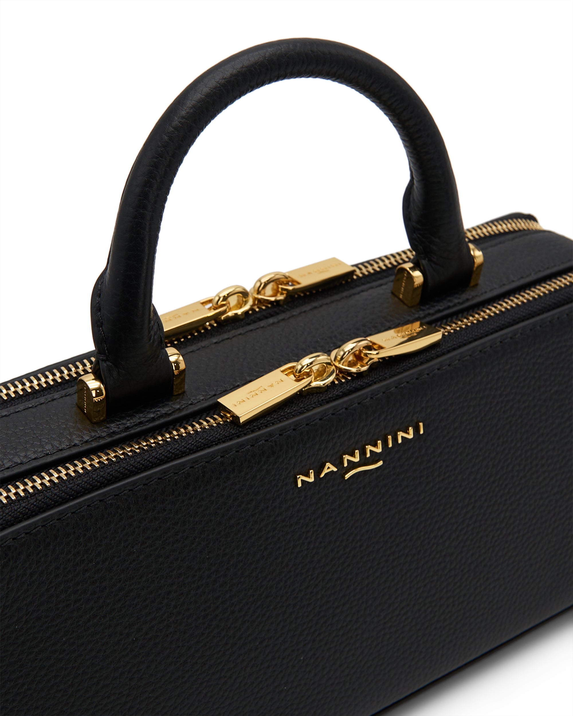 NANNINI borsa spalla donna pelle nero borchie piccola