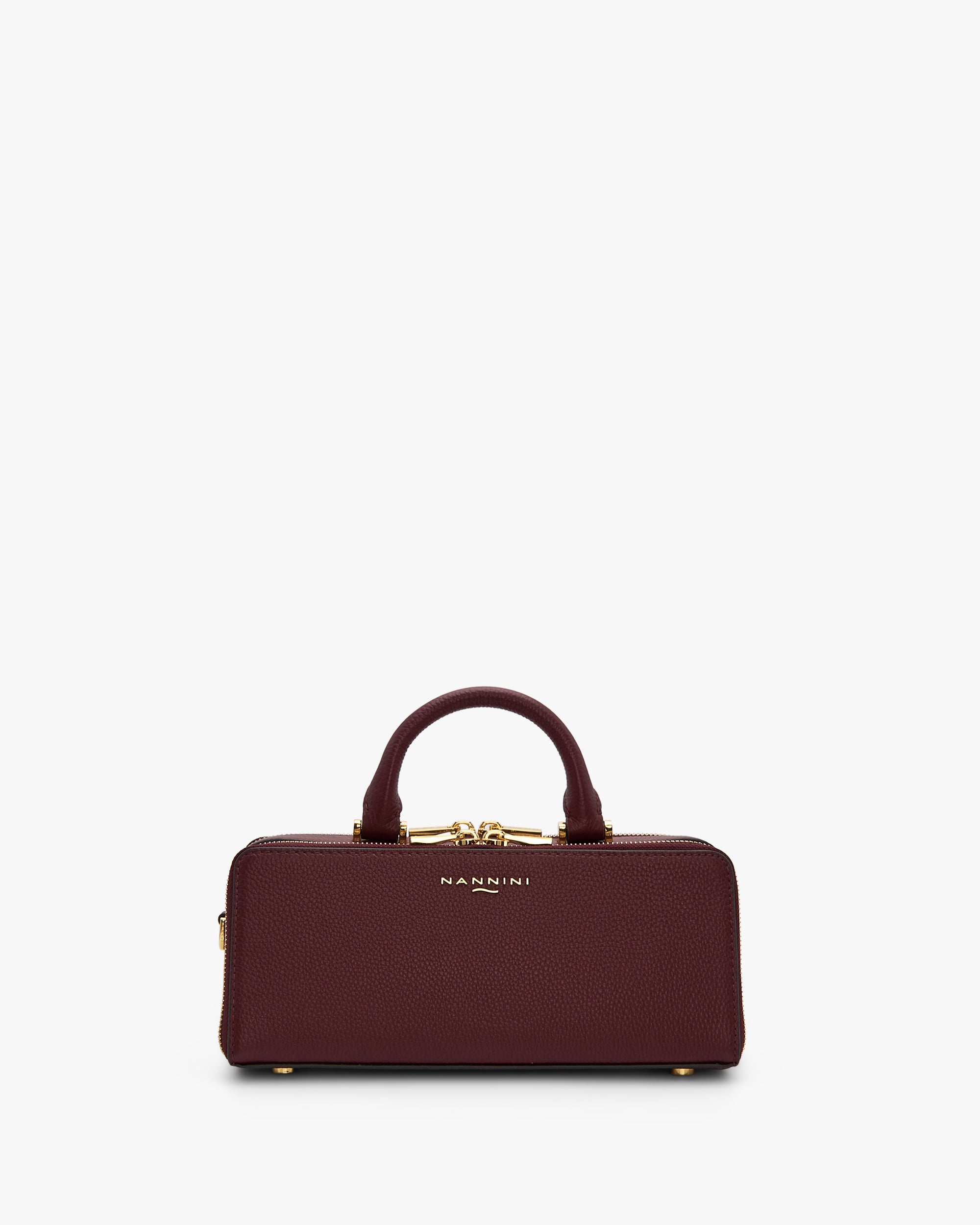 NANNINI tracolla pelle martellata bordeaux regolabile zip metallo