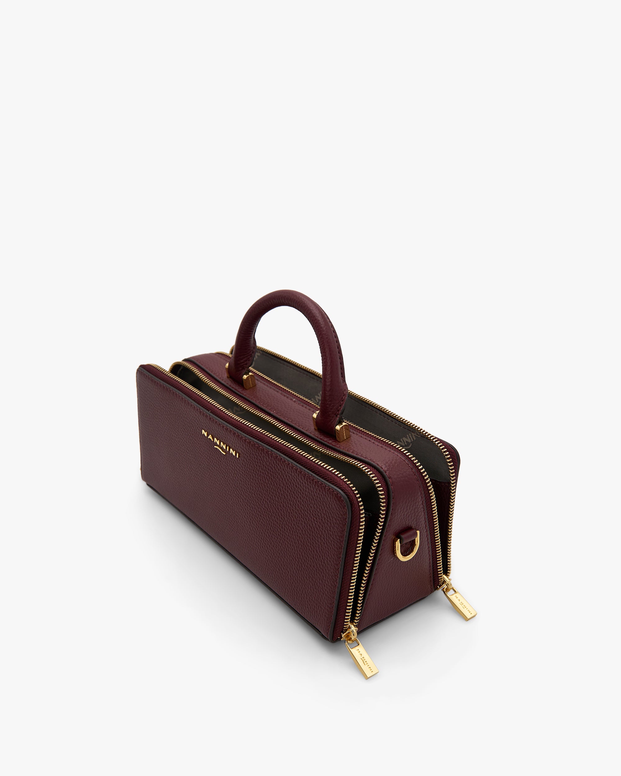 NANNINI borsa spalla donna pelle nero monocroma classica