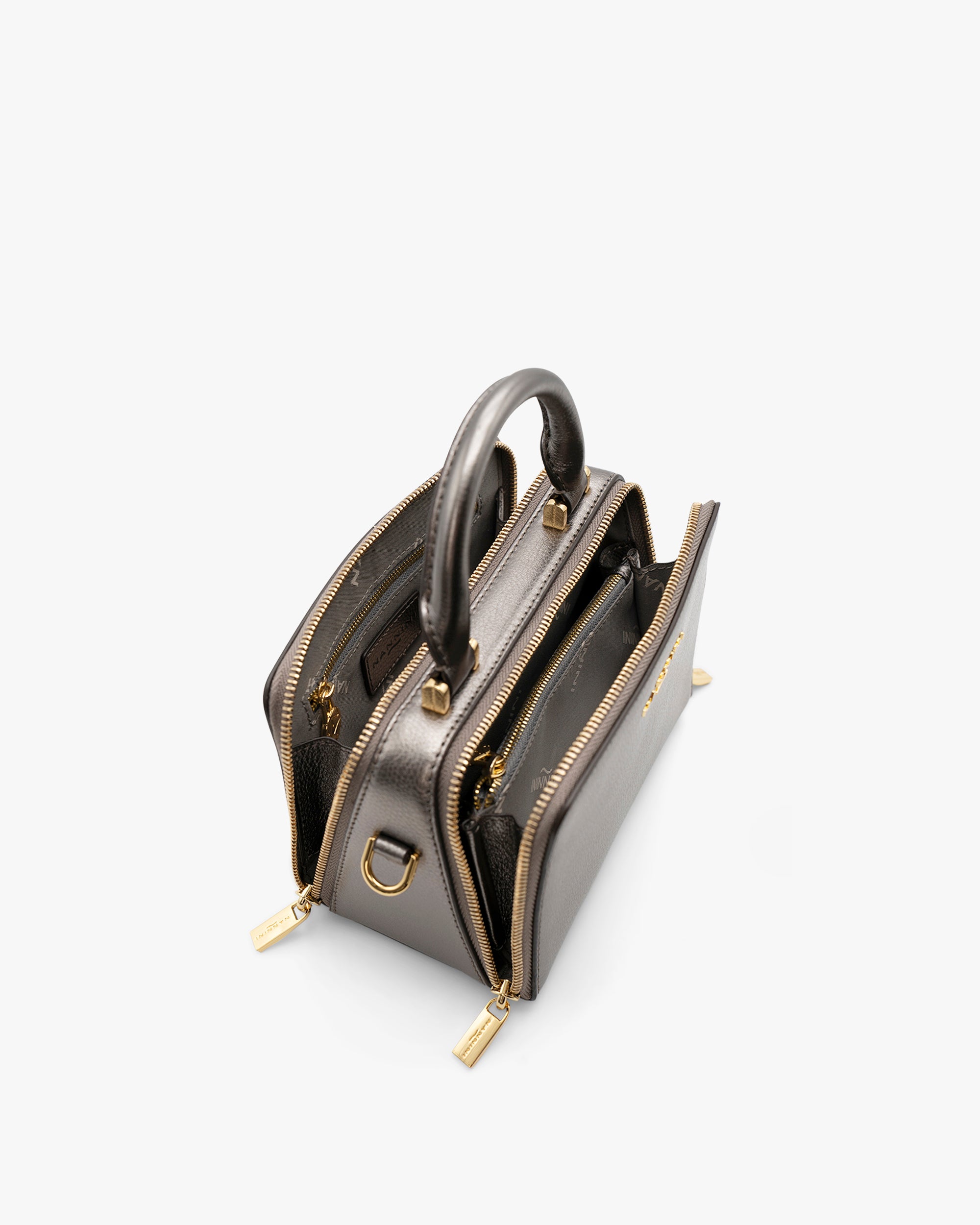 NANNINI borsa pelle martellata tracolla verde scuro elegante