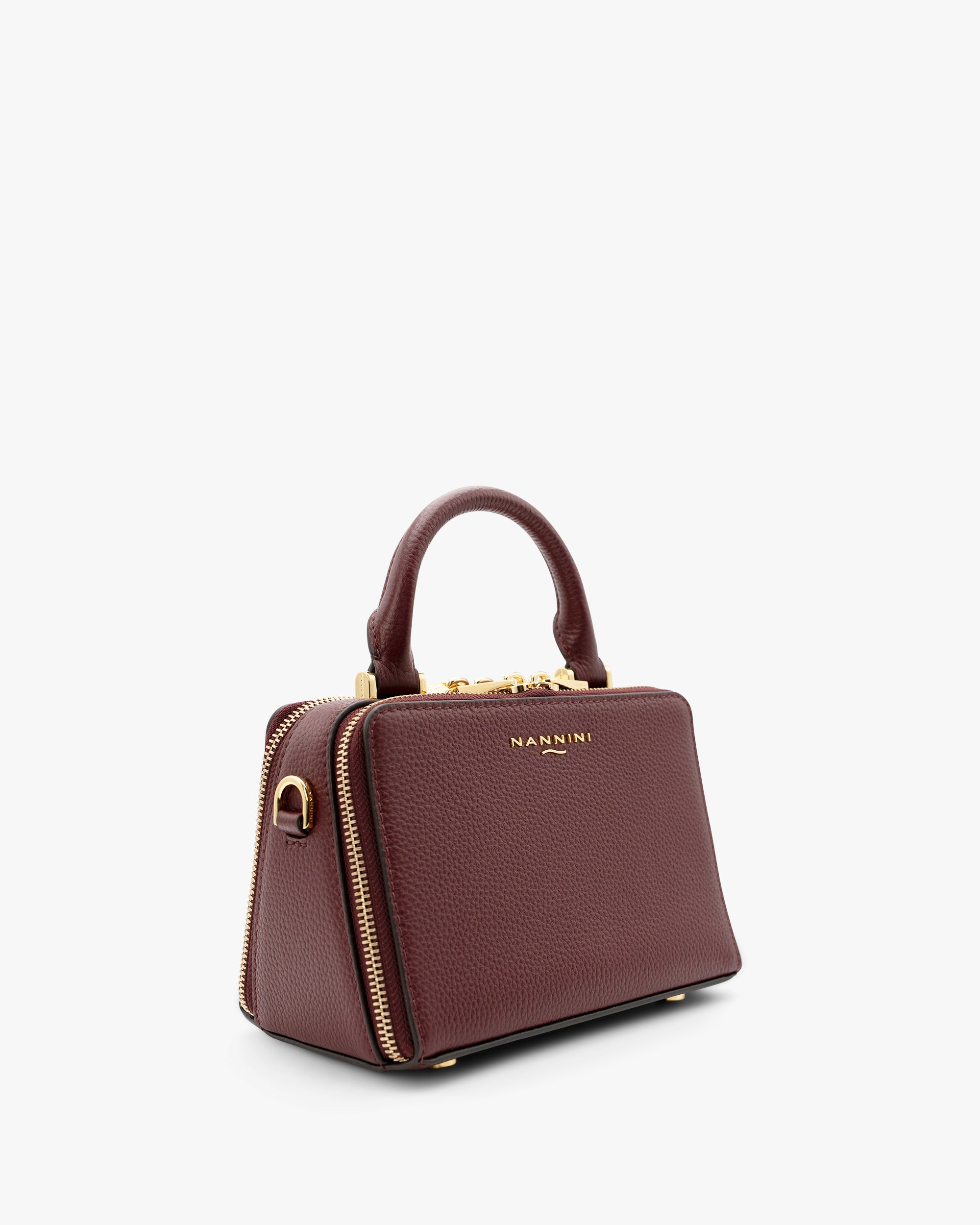 NANNINI borsa a spalla pelle martellata marrone chiusura patta