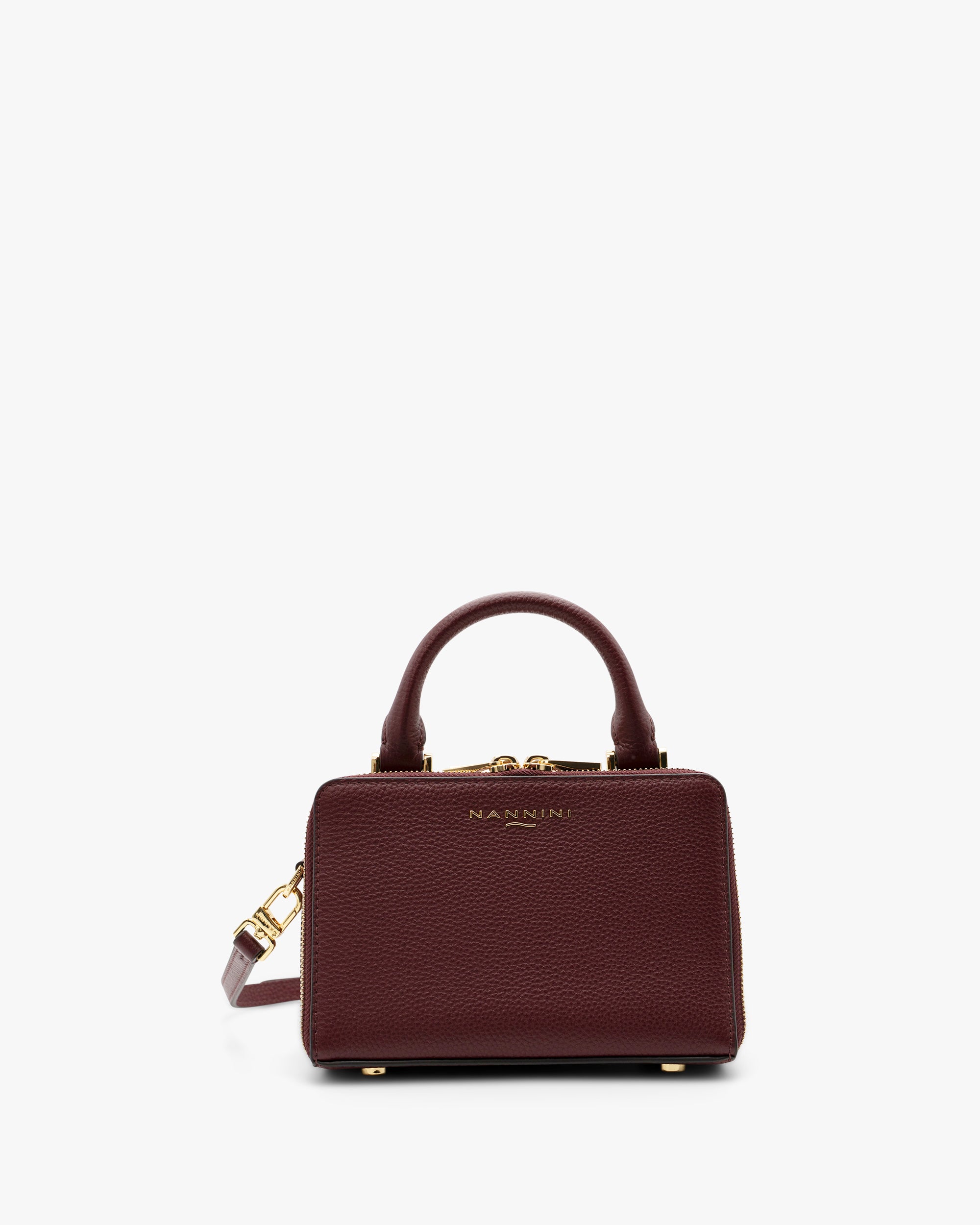 NANNINI borsa pelle martellata tracolla chiusura zip bronzo