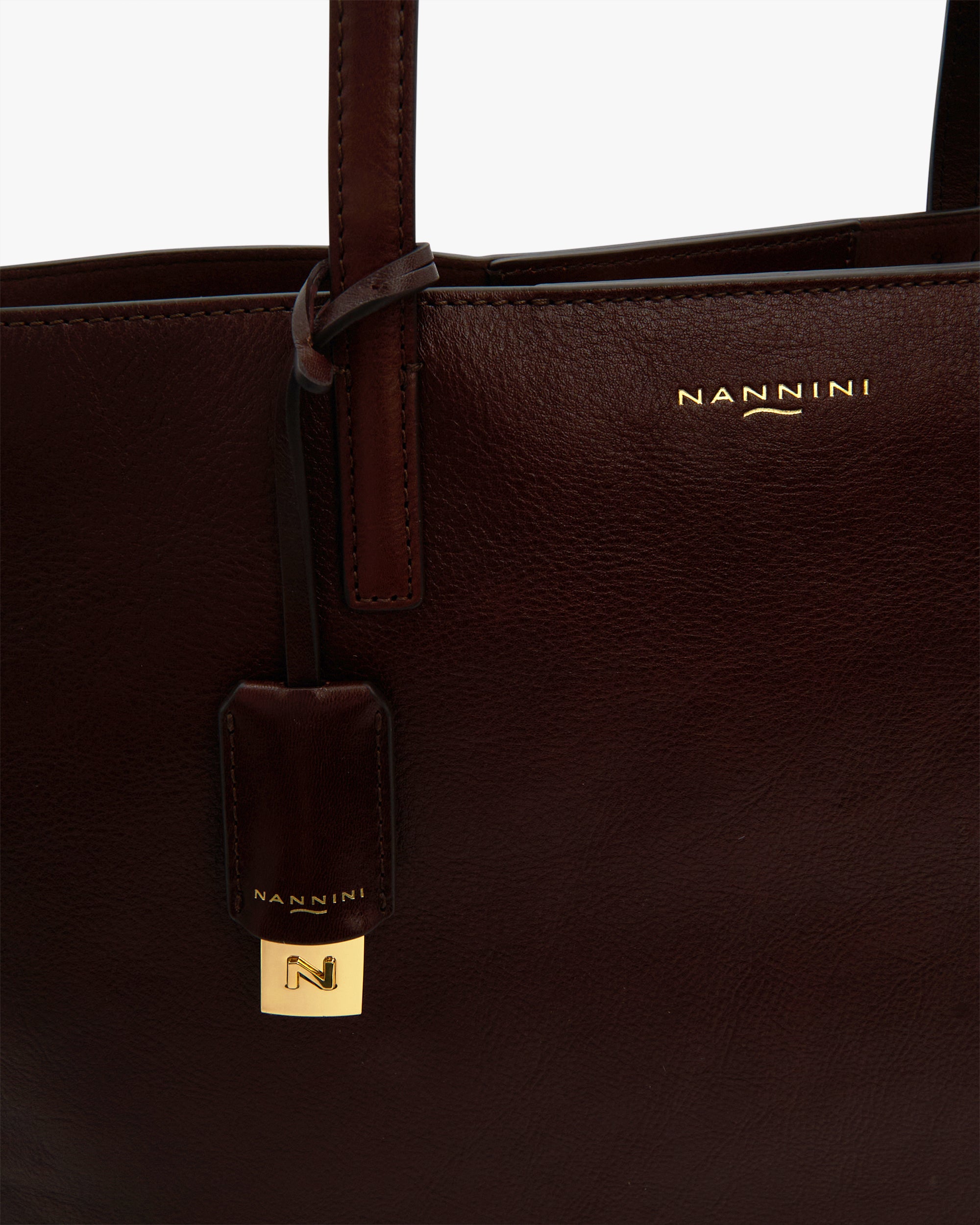 NANNINI shopping bag pelle martellata bicolore bianco nero