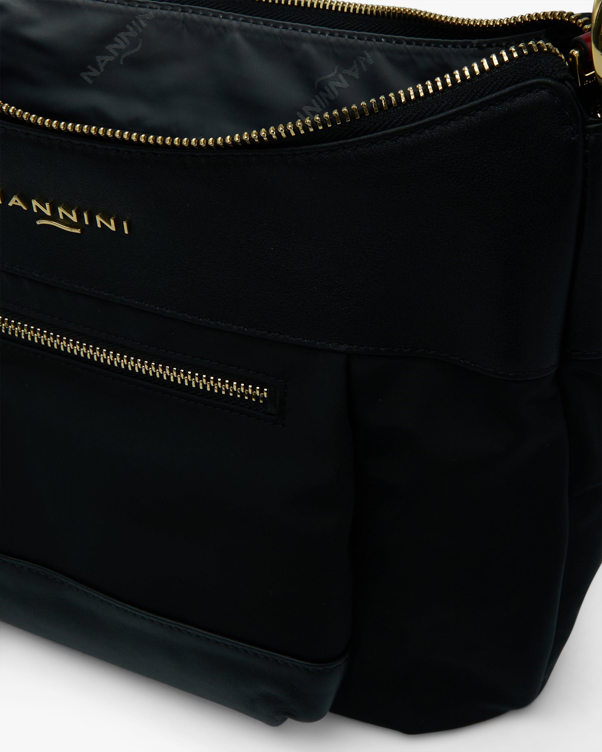 NANNINI borsa spalla donna pelle nero manico tracolla