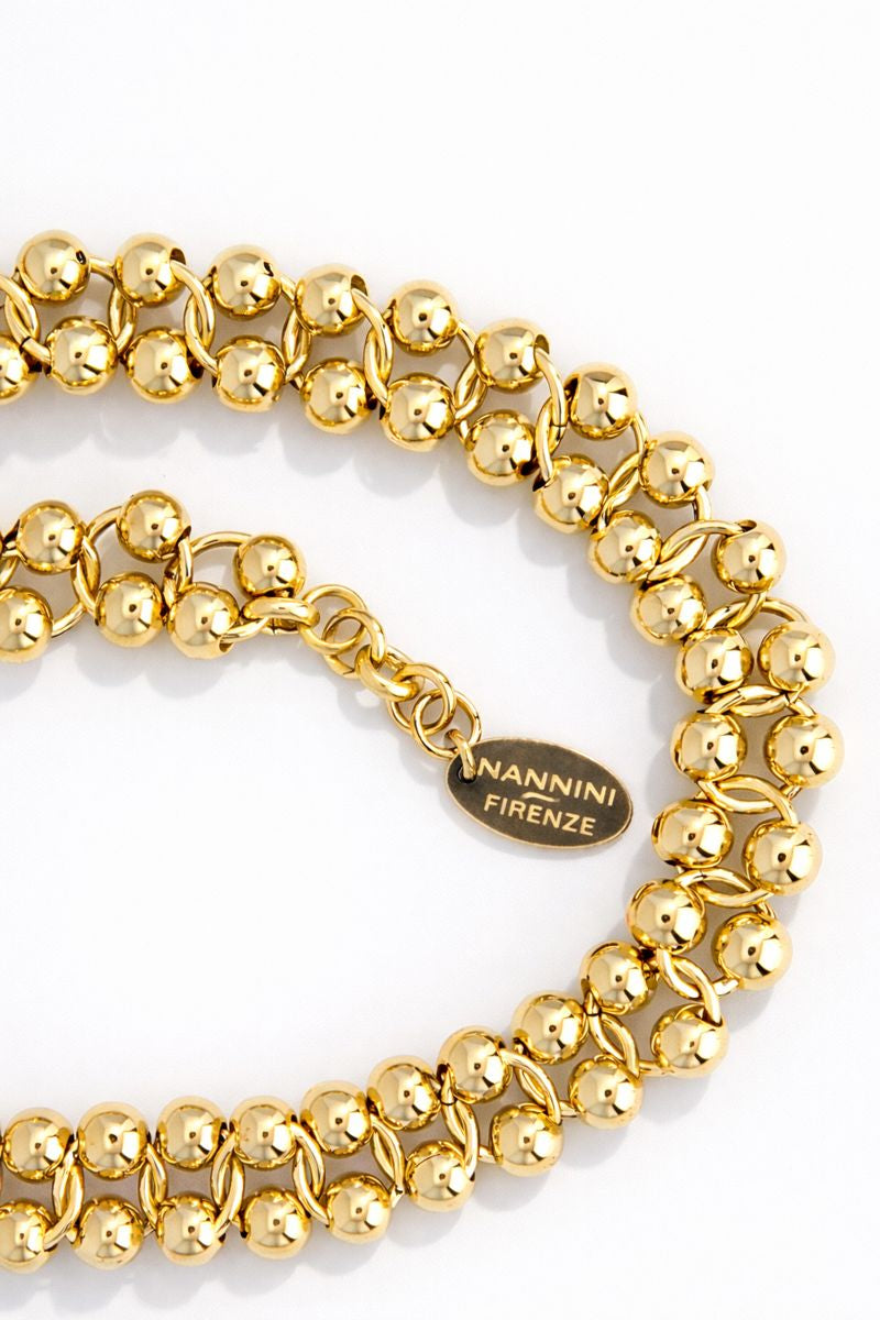 NANNINI borsa secchiello pelle marrone intrecciata dettagli metallo