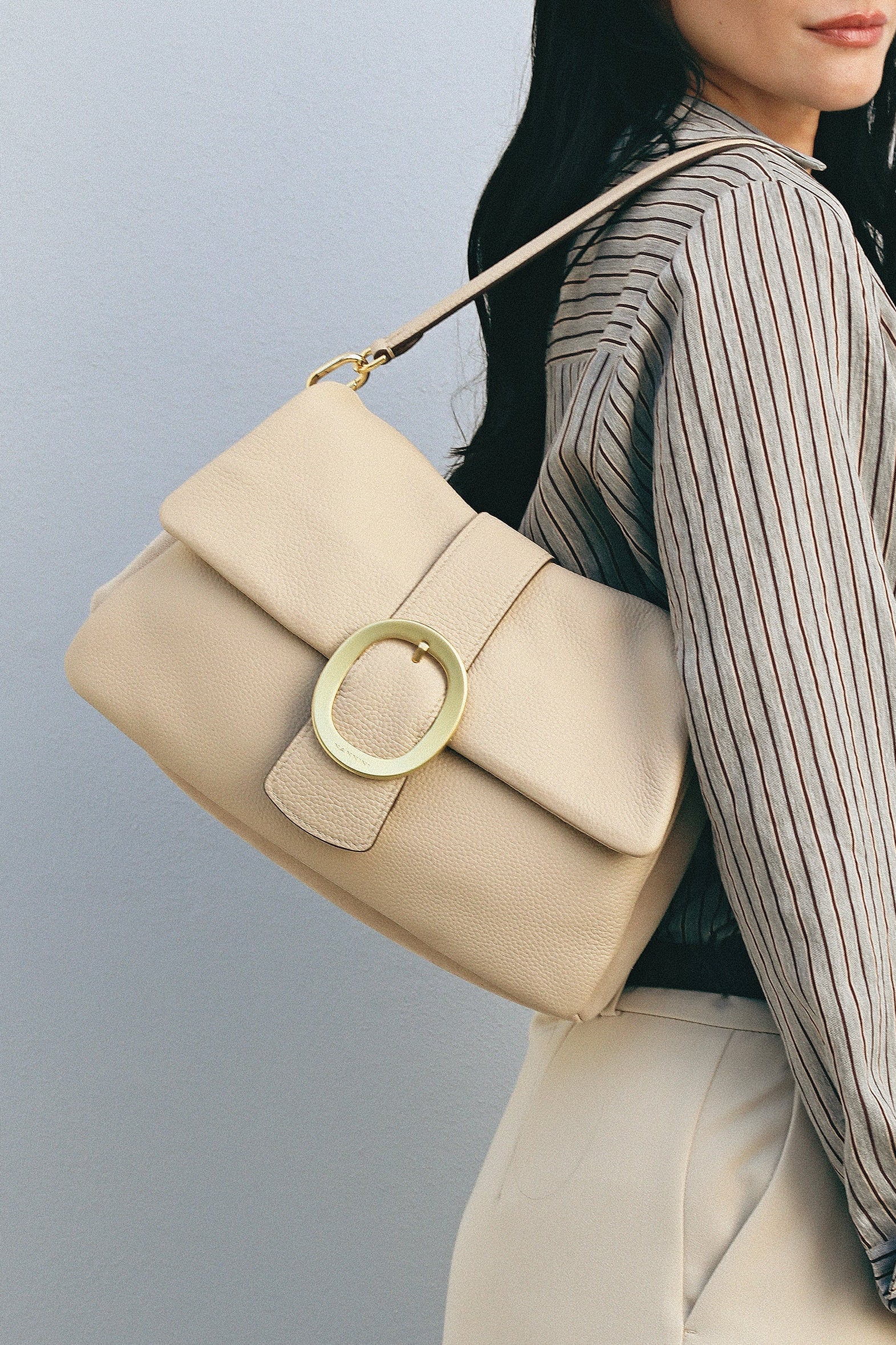 NANNINI zaino pelle trapuntata rosa cipria manico catena