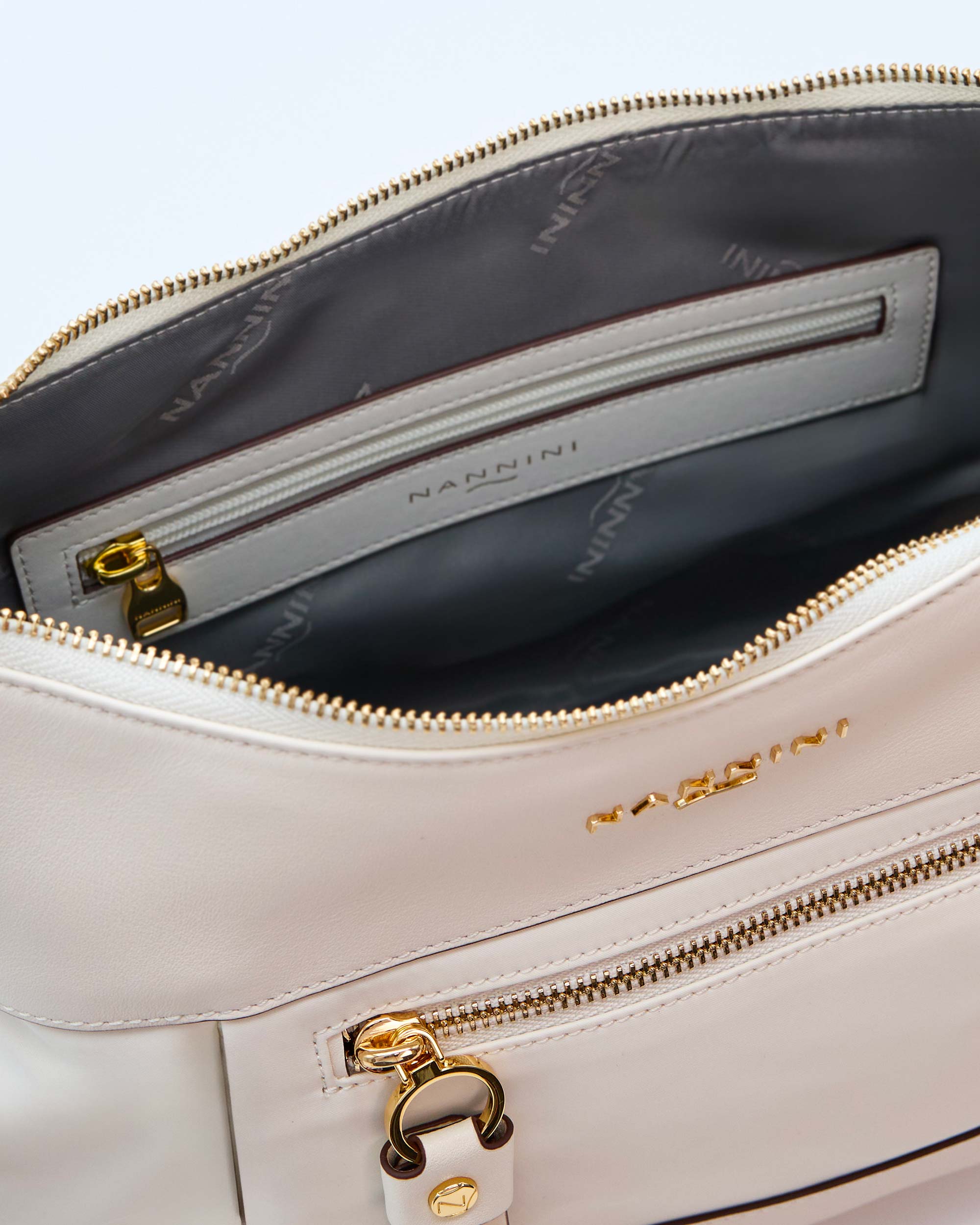 NANNINI borsa spalla donna pelle martellata nera chiusura patta