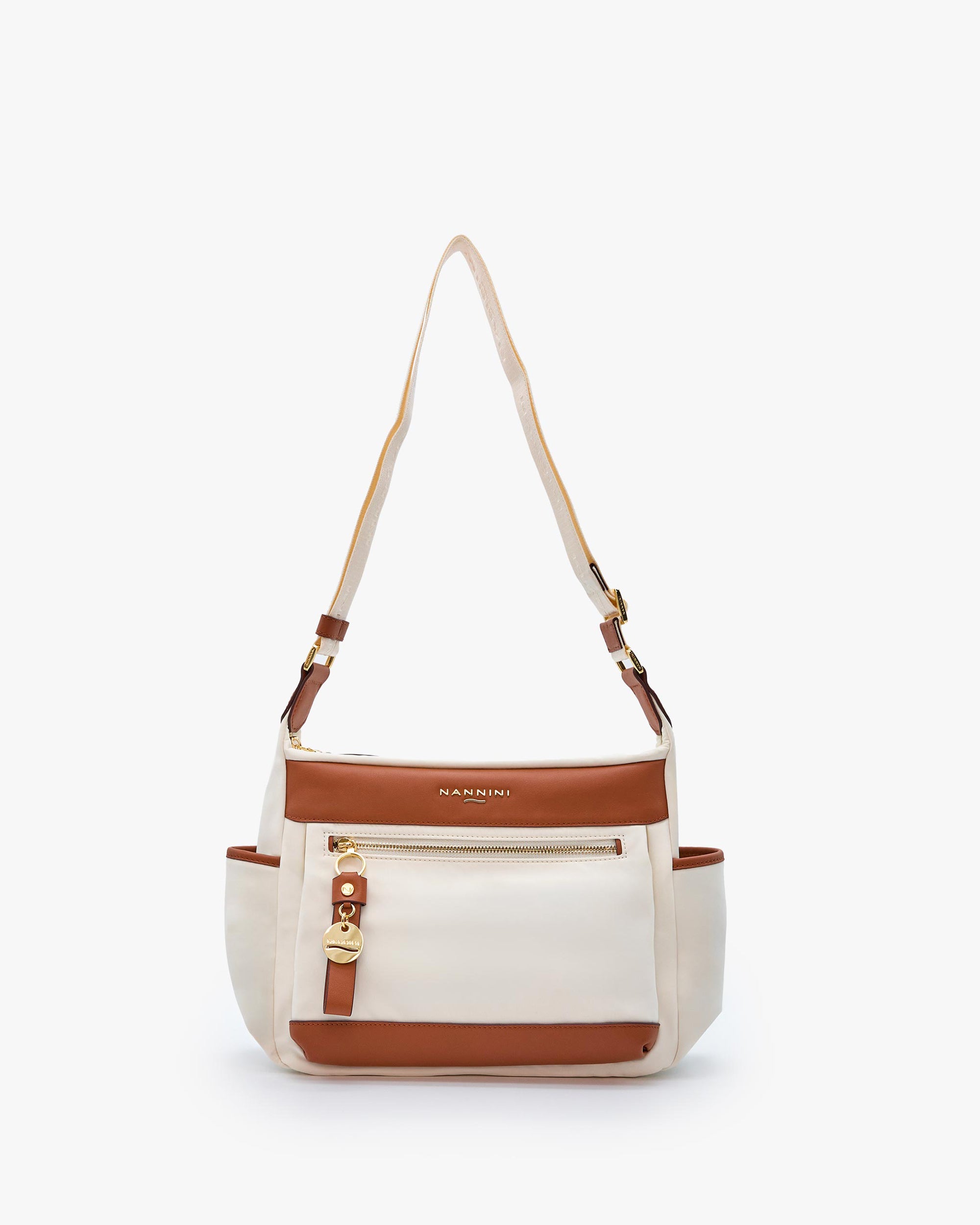 NANNINI borsa spalla martellata verde scuro manico regolabile