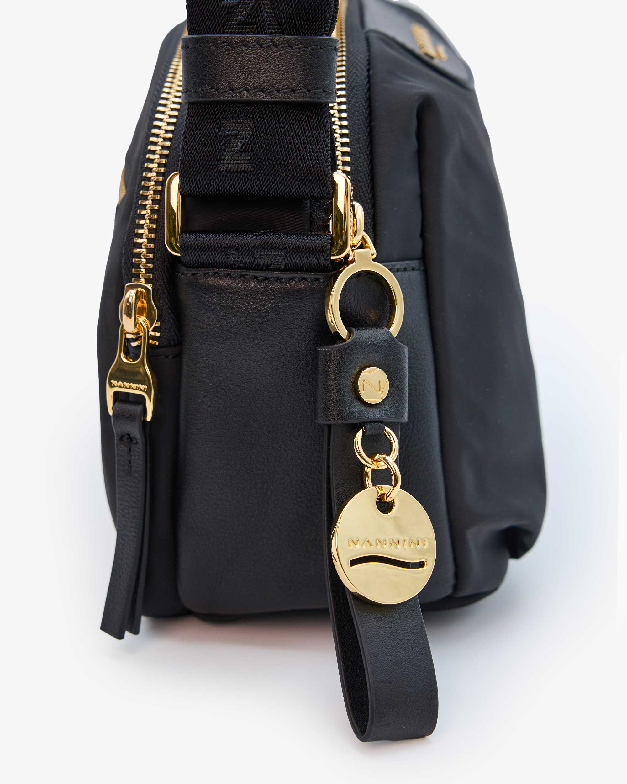 NANNINI borsa spalla donna pelle martellata nera design