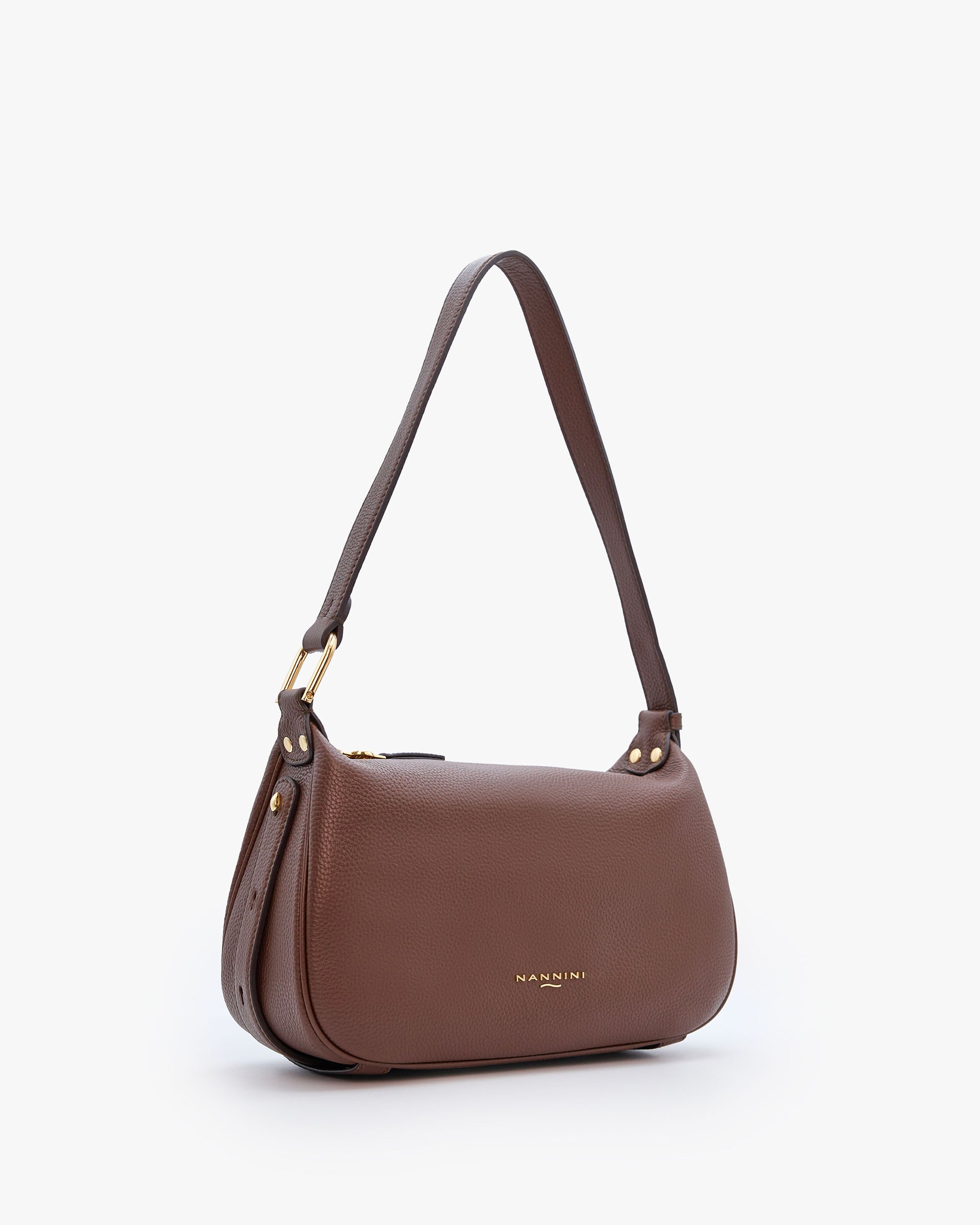 NANNINI bauletto pelle martellata verde chiaro spalla manico