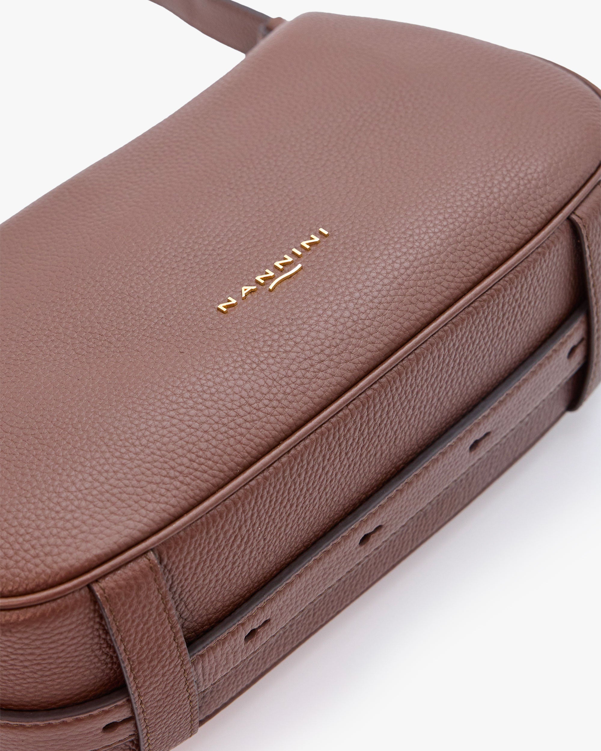 NANNINI borsa spalla donna pelle martellata marrone chiusura patta