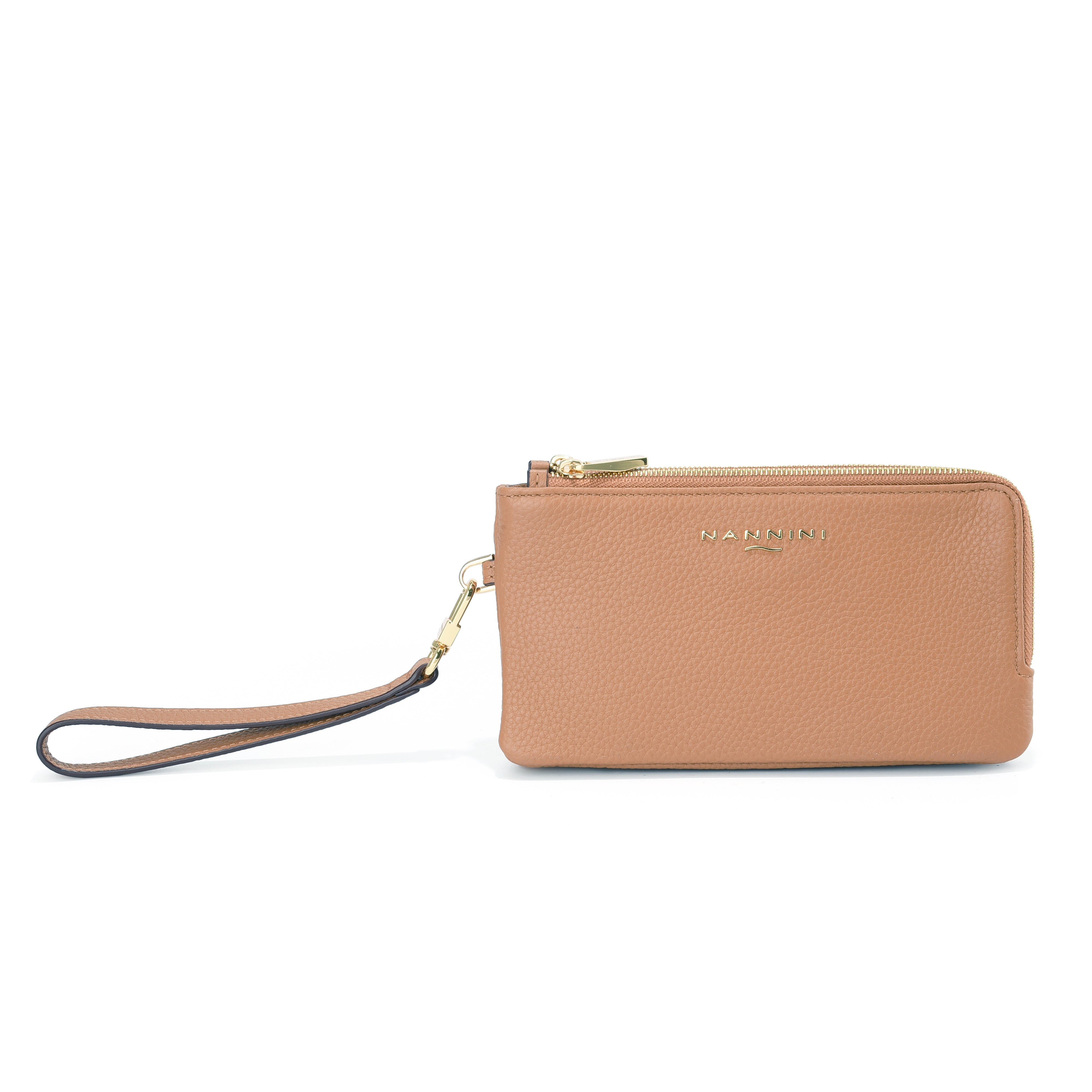 NANNINI borsa pelle liscia cammello marrone shopping casual