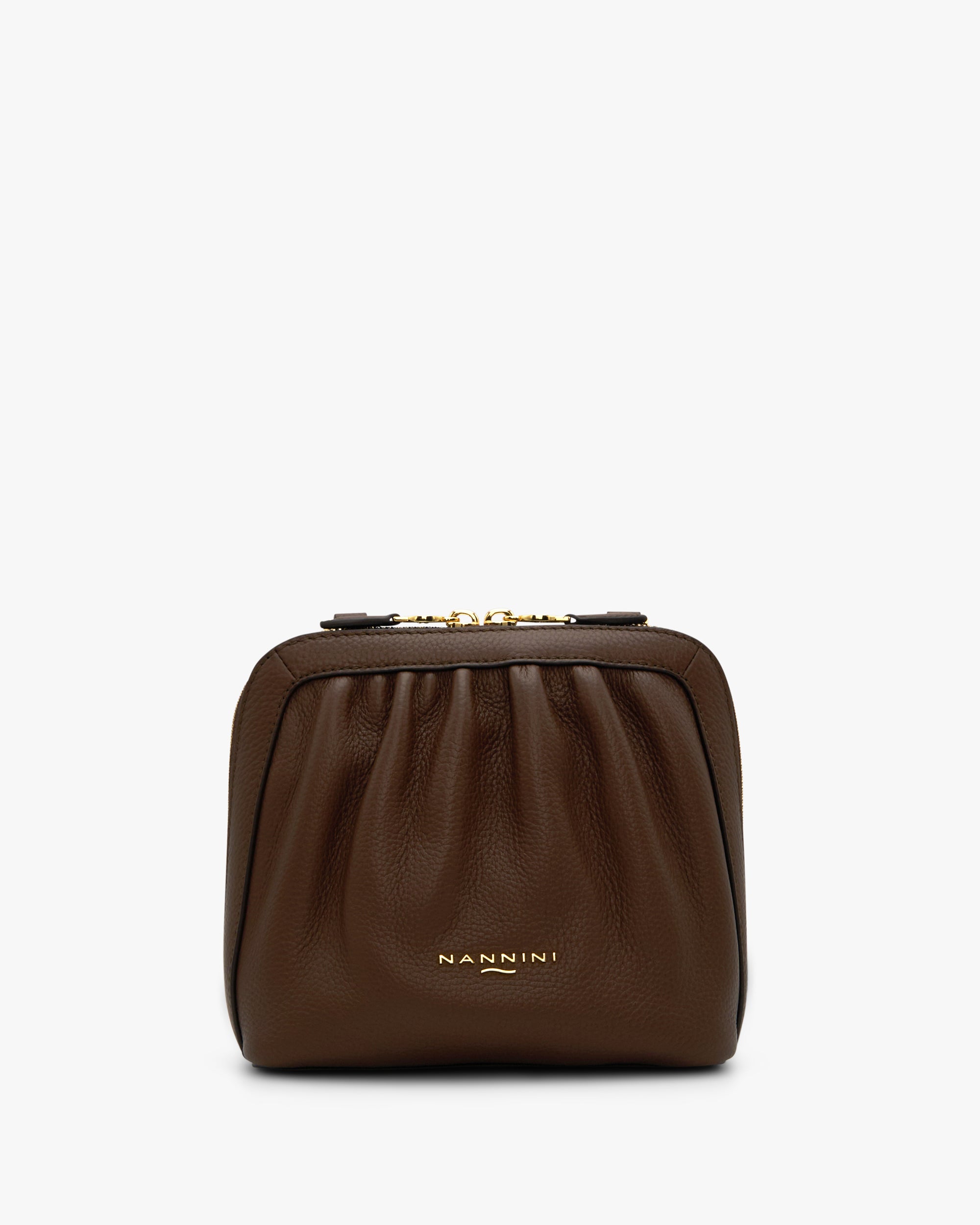 NANNINI borsa spalla donna pelle nera effetto martellato