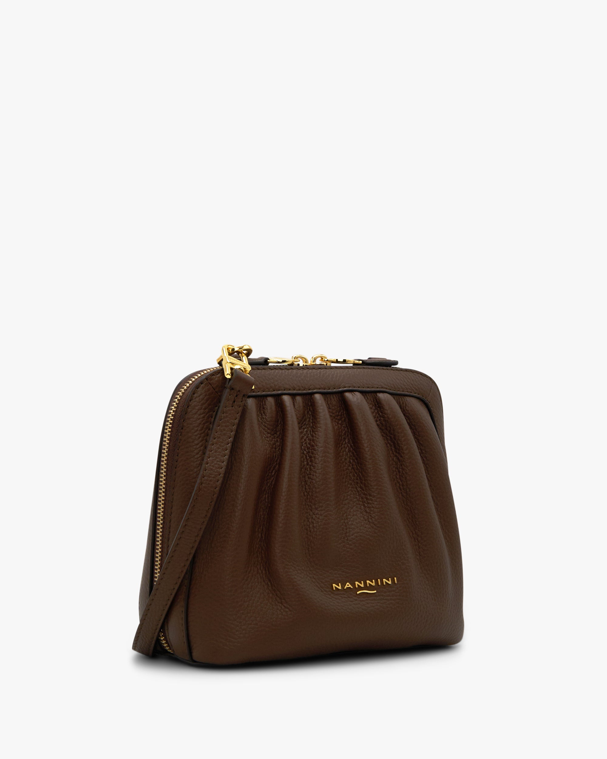 NANNINI borsa spalla donna pelle martellata bianca trapuntata tracolla